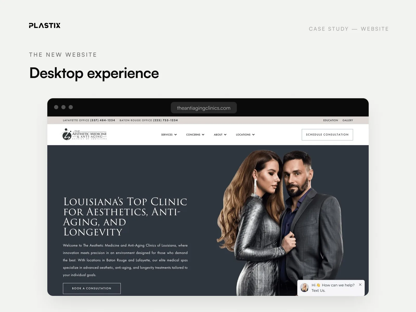 The Aesthetic Medicine & Anti-Aging Clinics of Louisiana website homepage design on desktop