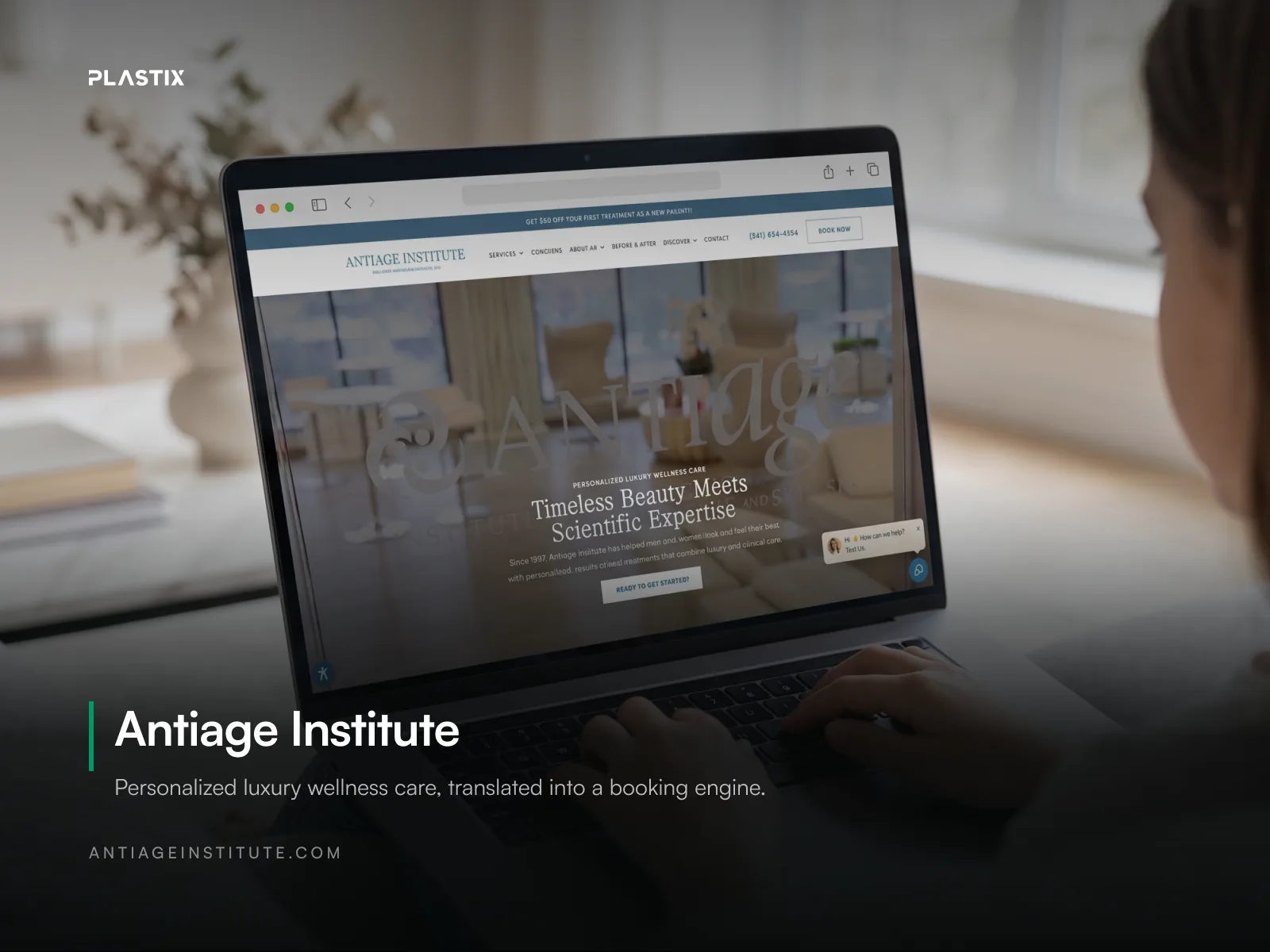 Antiage Institute website shown on a laptop screen