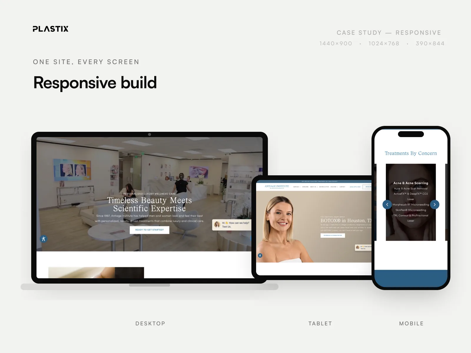 Antiage Institute responsive website design on desktop, tablet and mobile