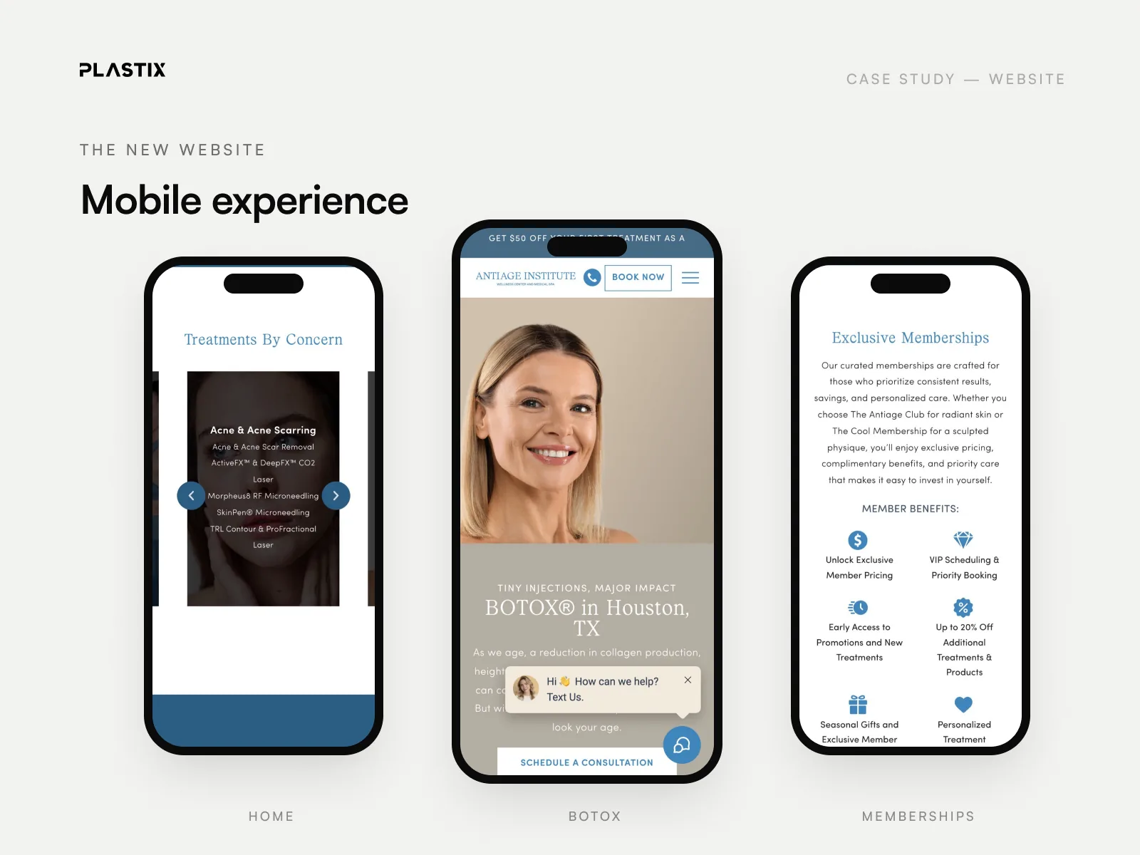 Antiage Institute website design on mobile