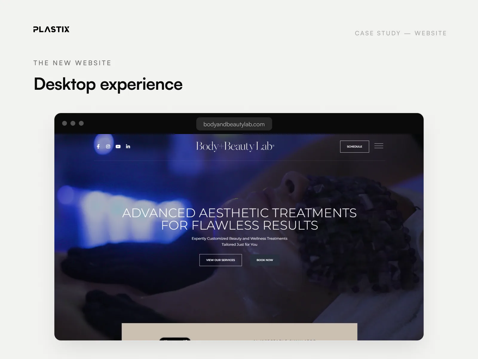 Body+Beauty Lab website homepage design on desktop