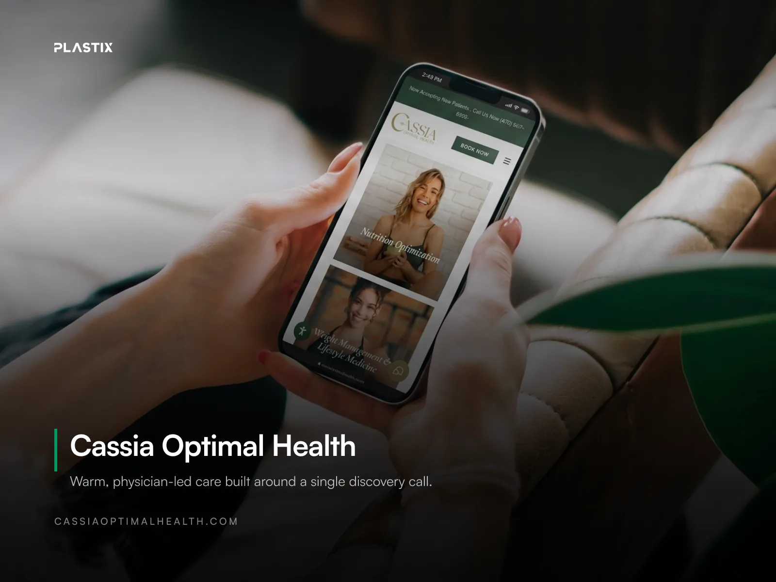 Cassia Optimal Health website shown on a laptop screen
