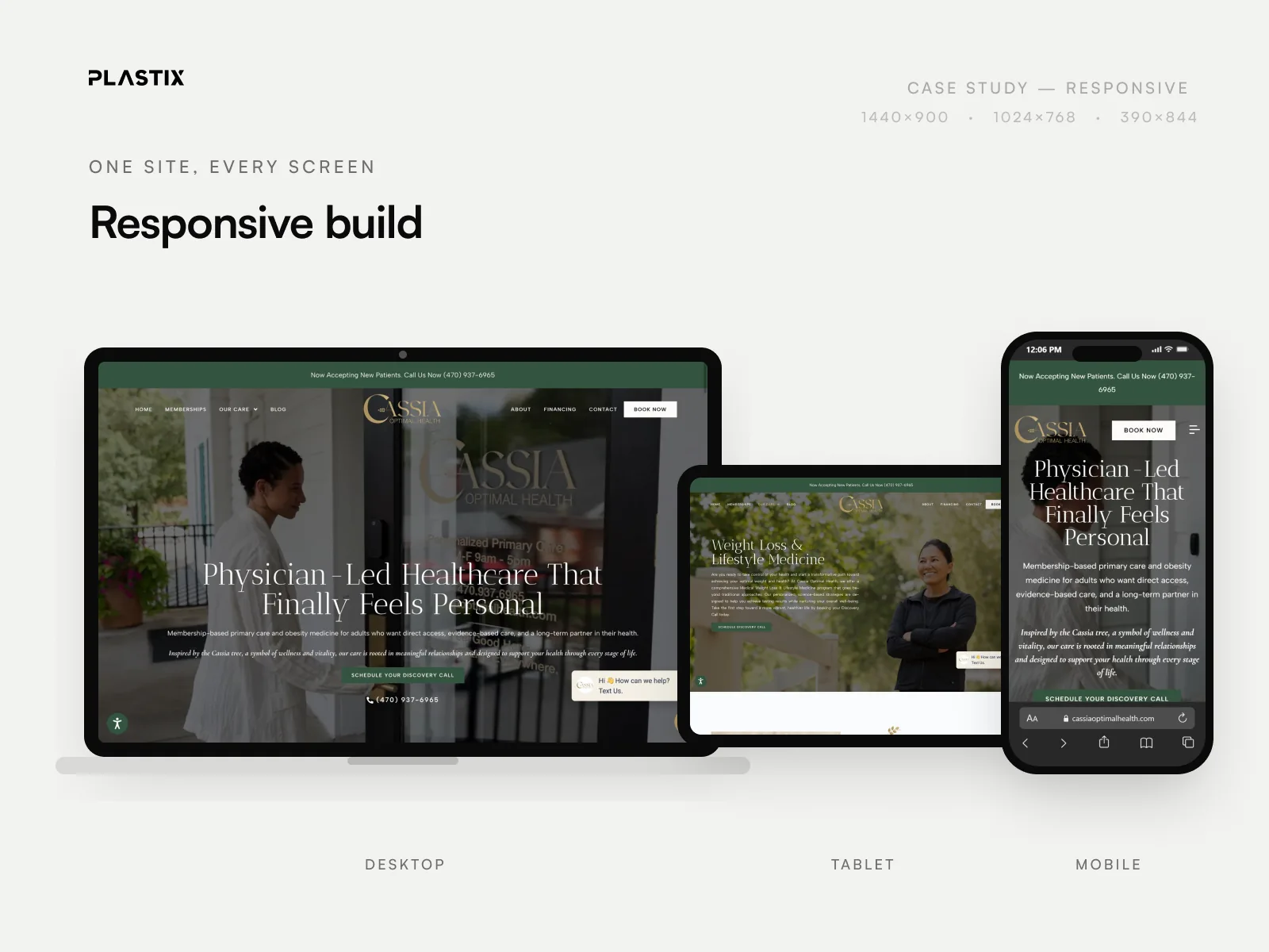 Cassia Optimal Health responsive website design on desktop, tablet and mobile