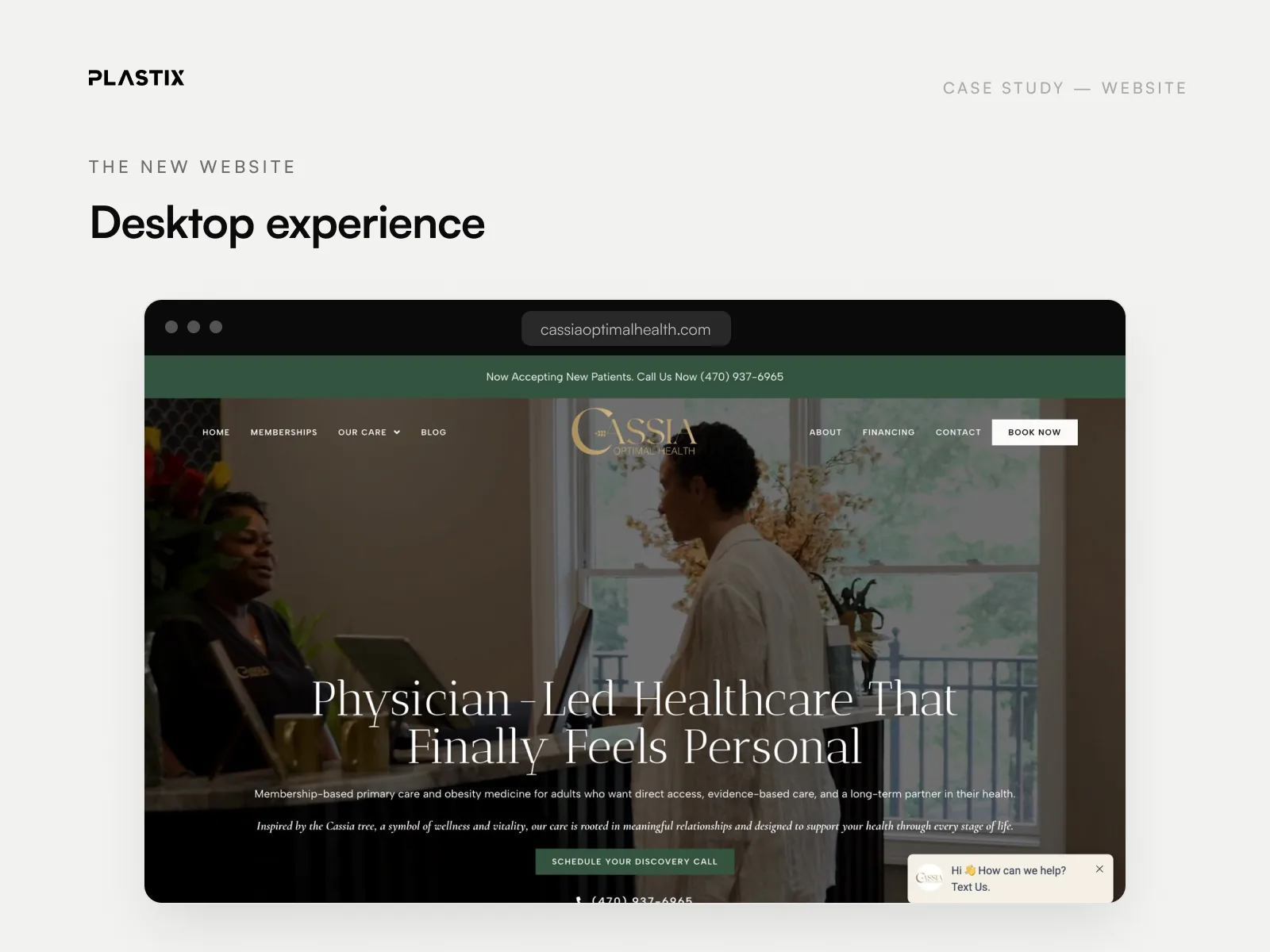 Cassia Optimal Health website homepage design on desktop