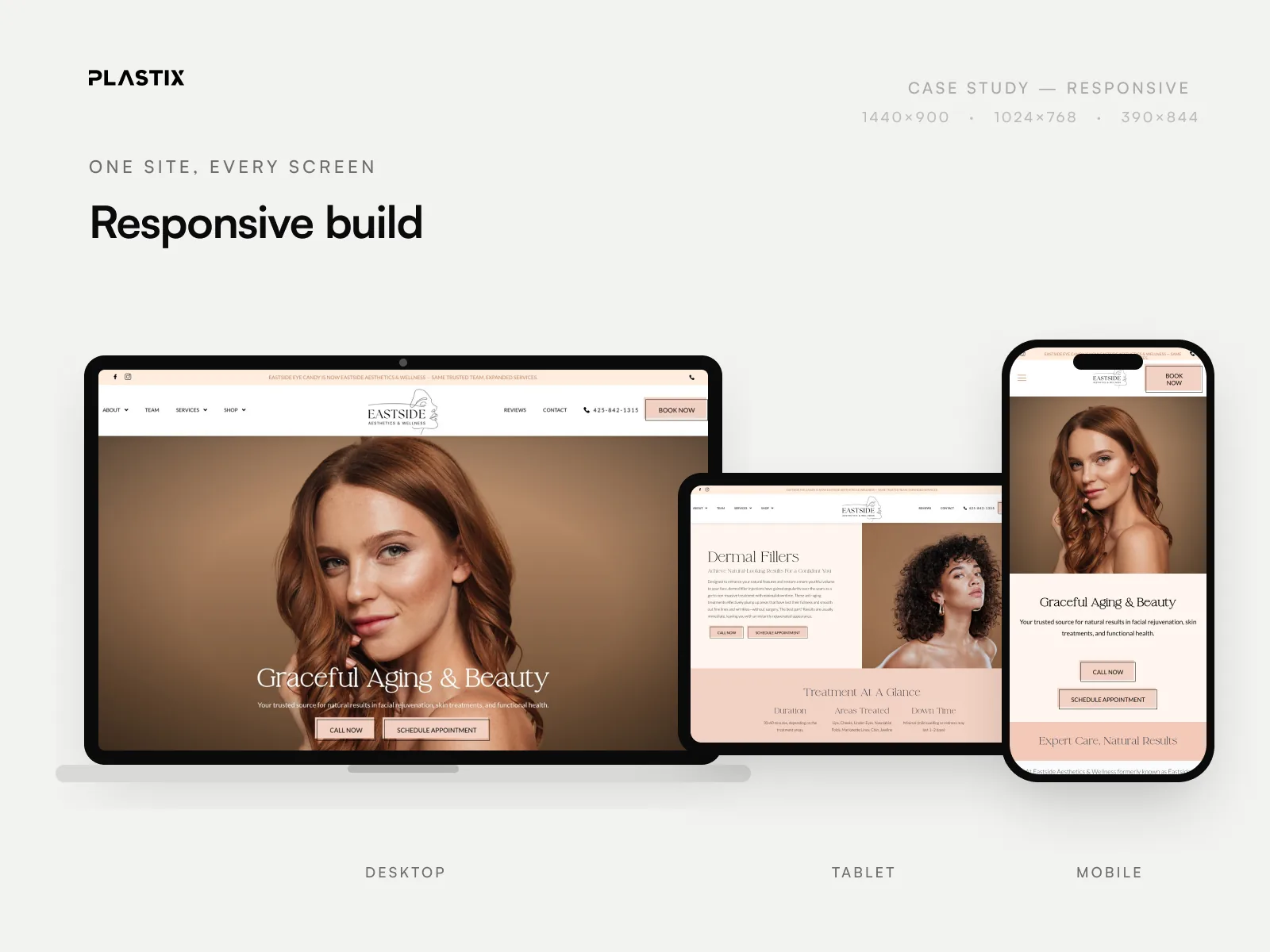 Eastside Aesthetics & Wellness responsive website design on desktop, tablet and mobile