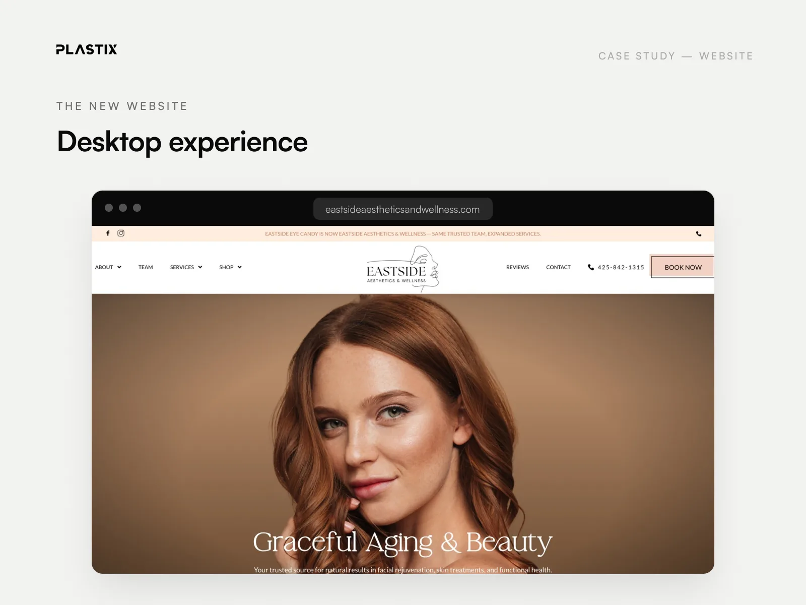 Eastside Aesthetics & Wellness website homepage design on desktop