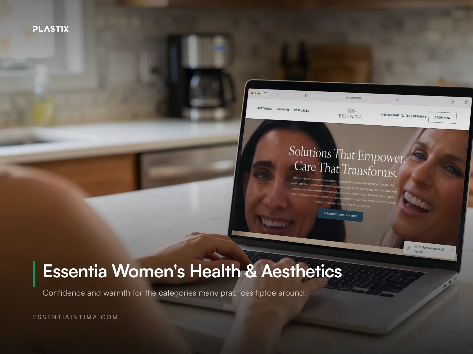 Essentia Women's Health & Aesthetics website shown on a laptop screen
