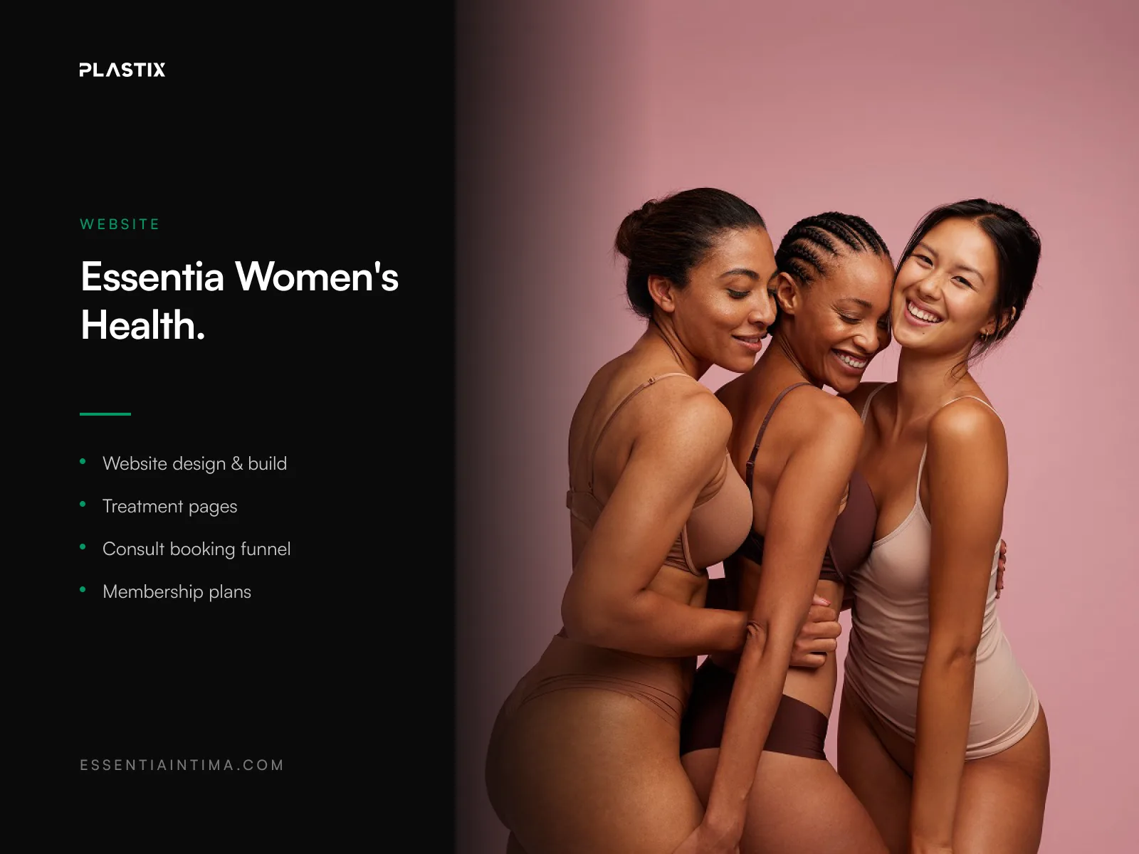 Essentia Women's Health & Aesthetics website design alongside editorial brand photography