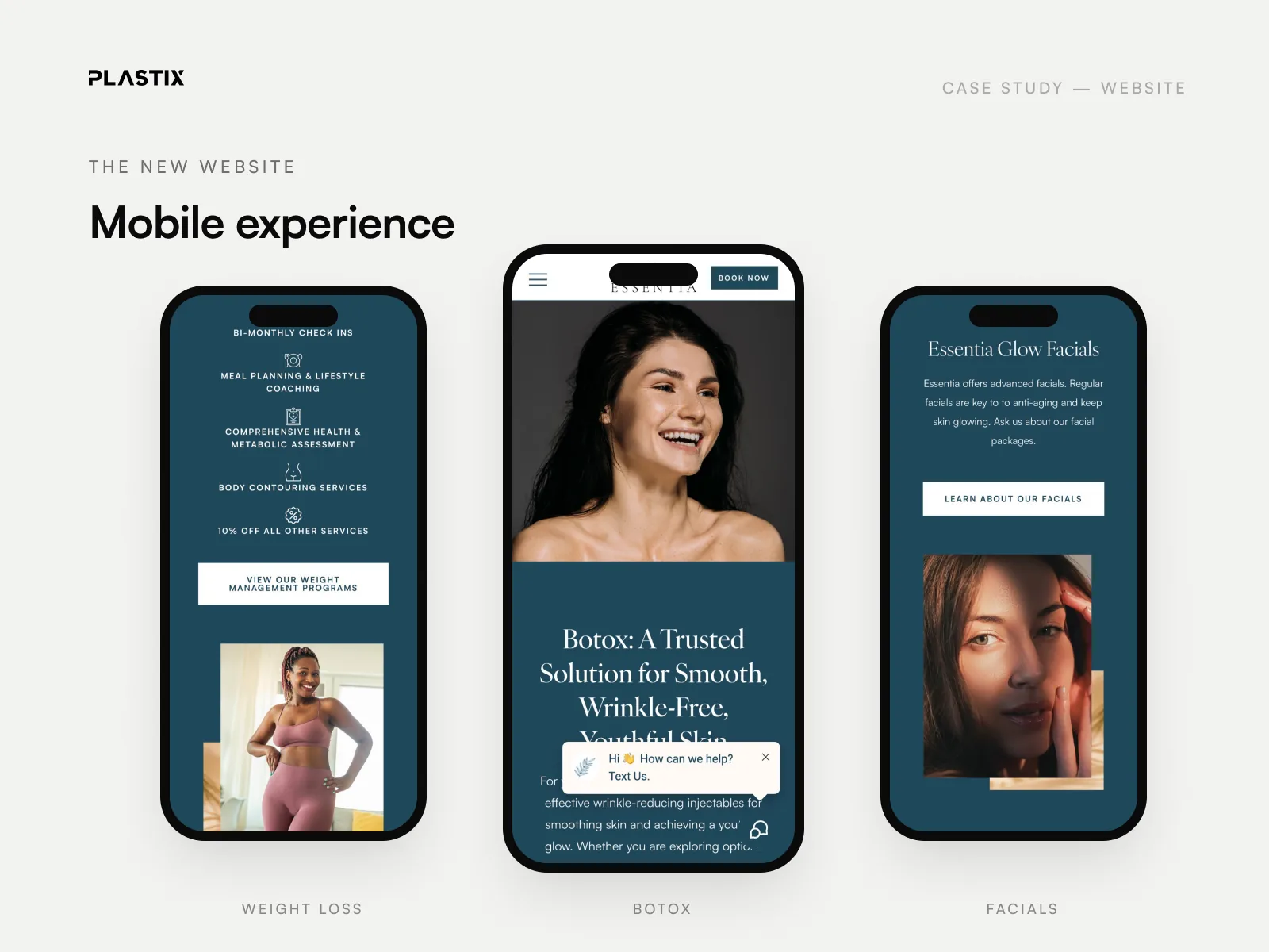 Essentia Women's Health & Aesthetics website design on mobile