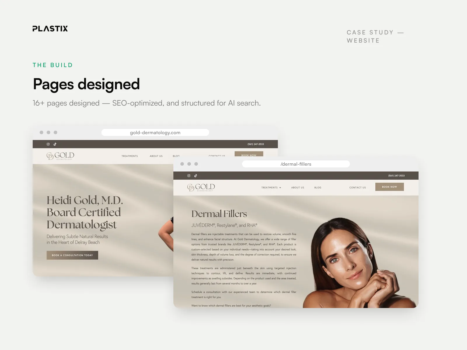 Pages designed for the Gold Dermatology & Aesthetics website