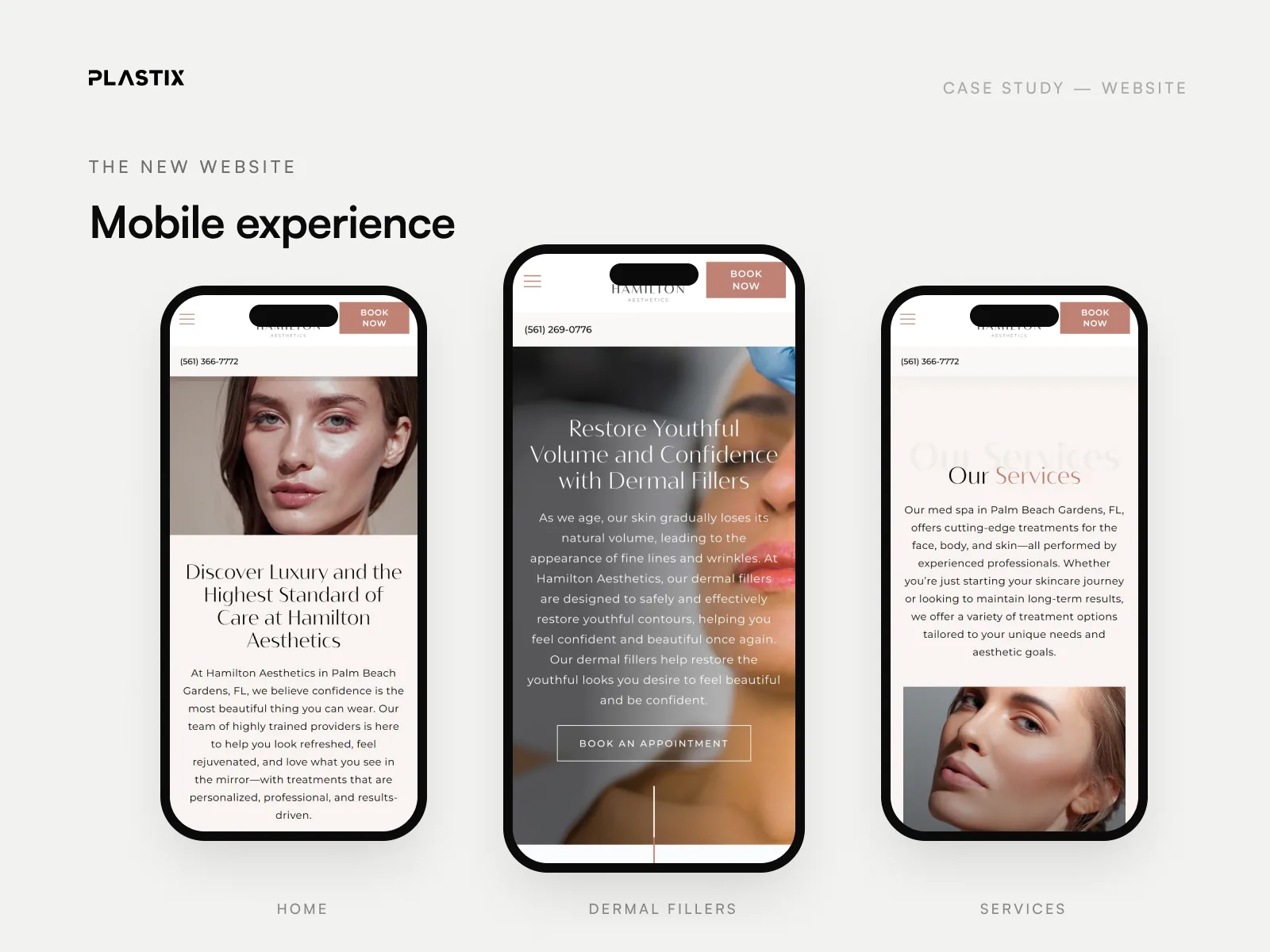 Hamilton Aesthetics website design on mobile