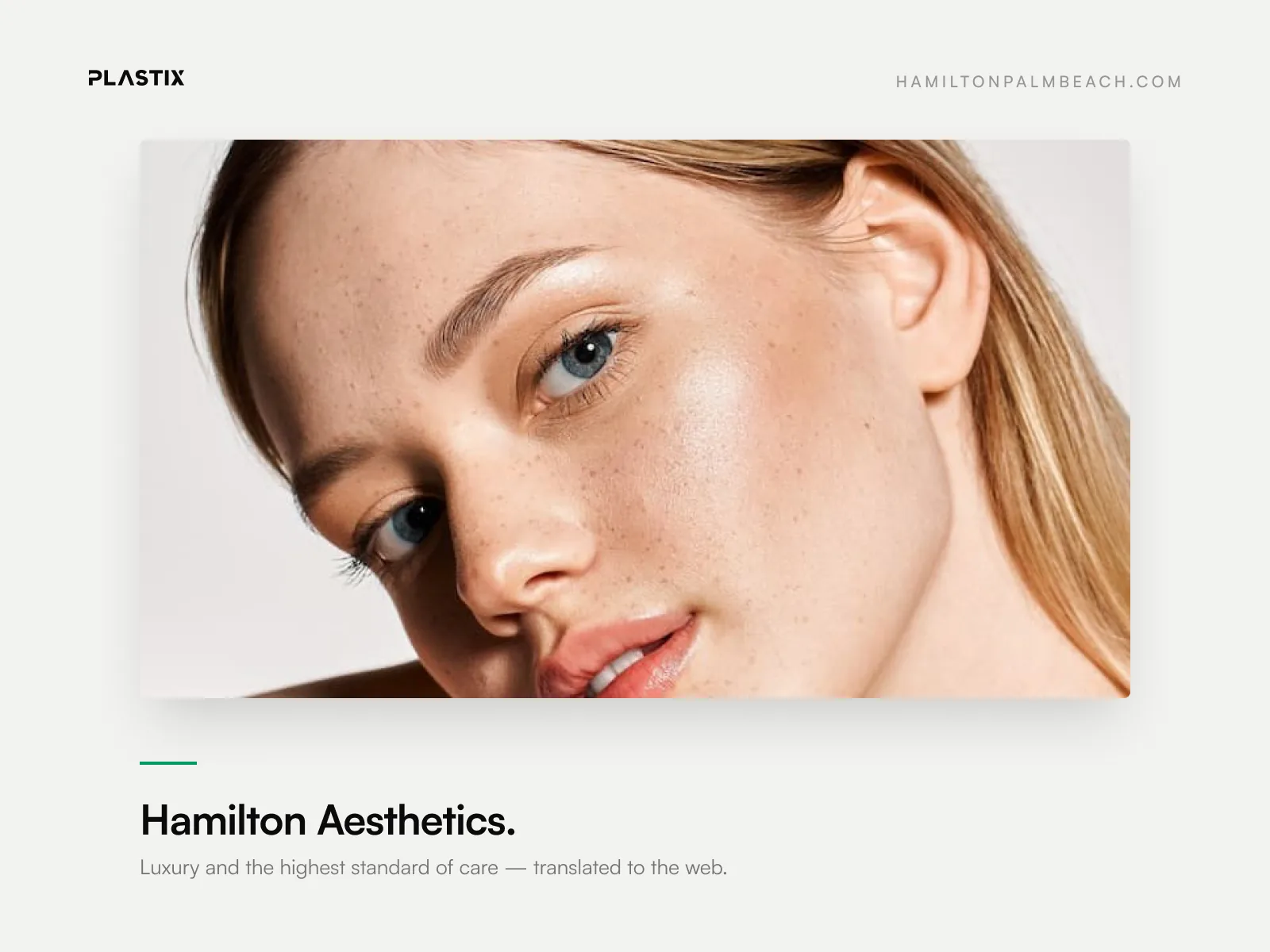 Hamilton Aesthetics website design shown in an editorial gallery frame