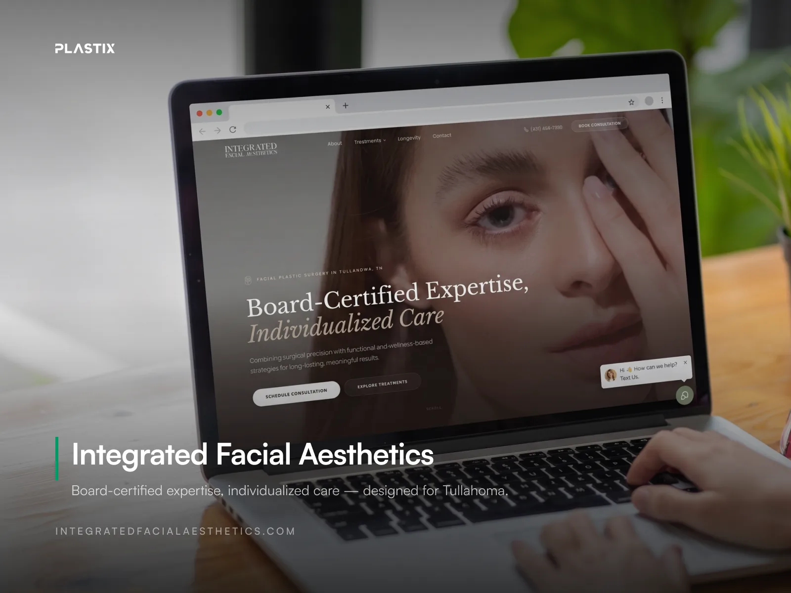 Integrated Facial Aesthetics website shown on a laptop screen