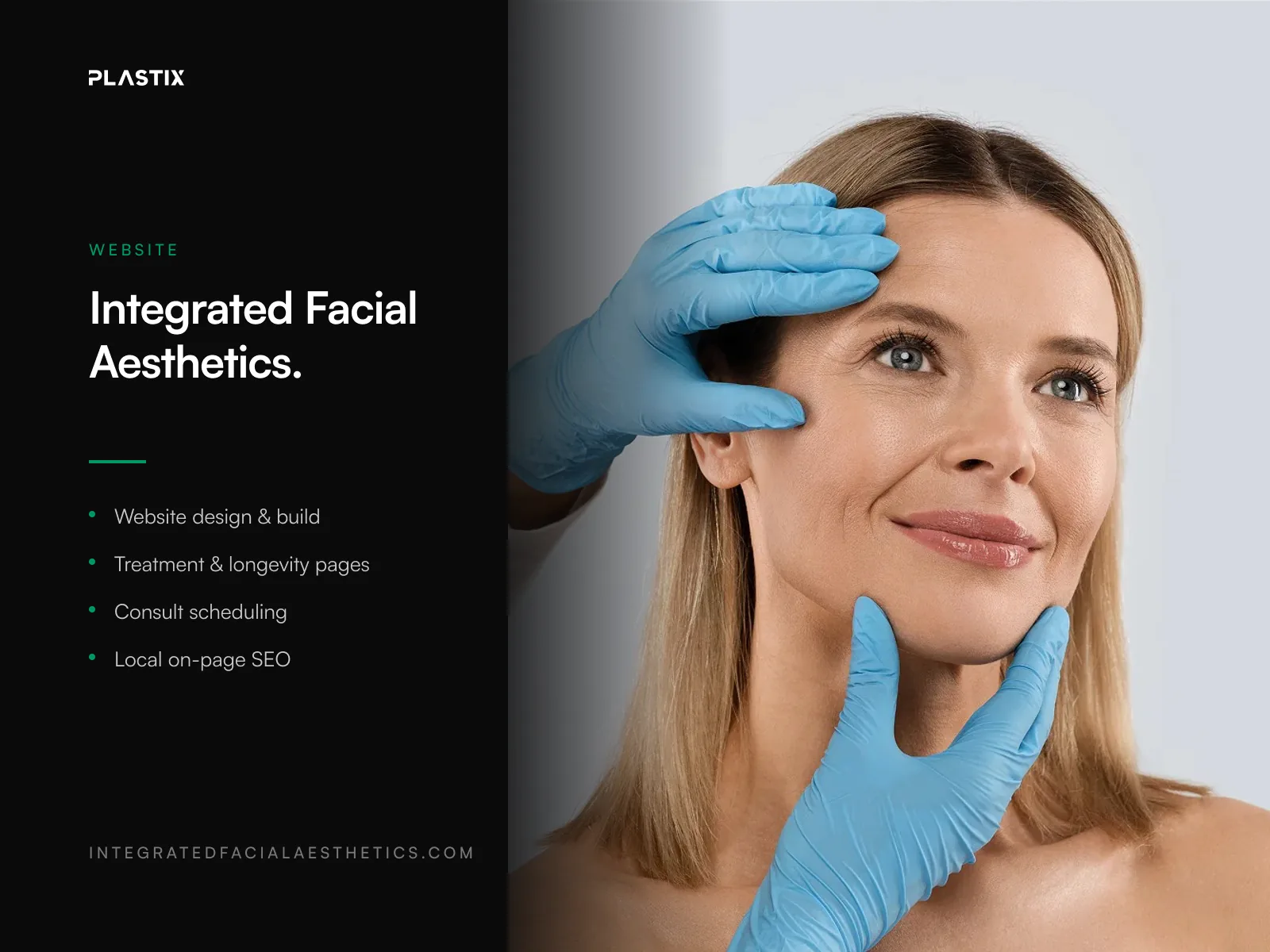 Integrated Facial Aesthetics website design alongside editorial brand photography