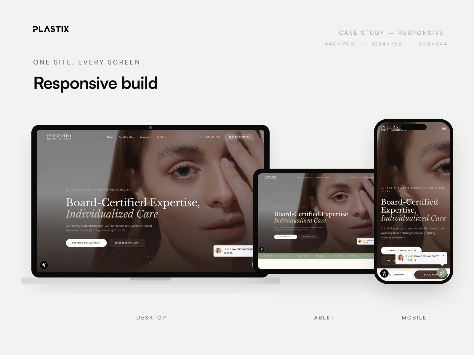 Integrated Facial Aesthetics responsive website design on desktop, tablet and mobile
