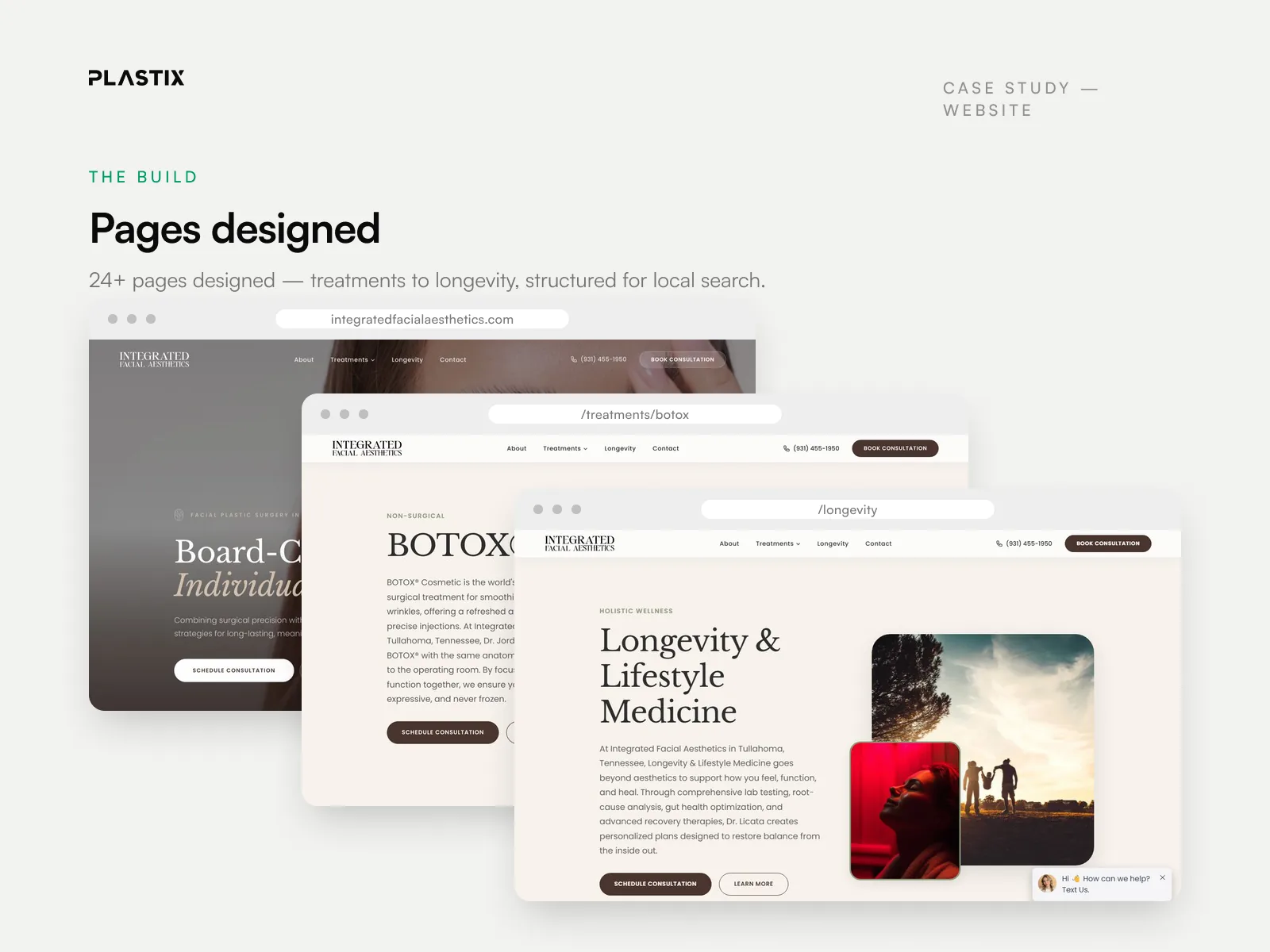 Pages designed for the Integrated Facial Aesthetics website