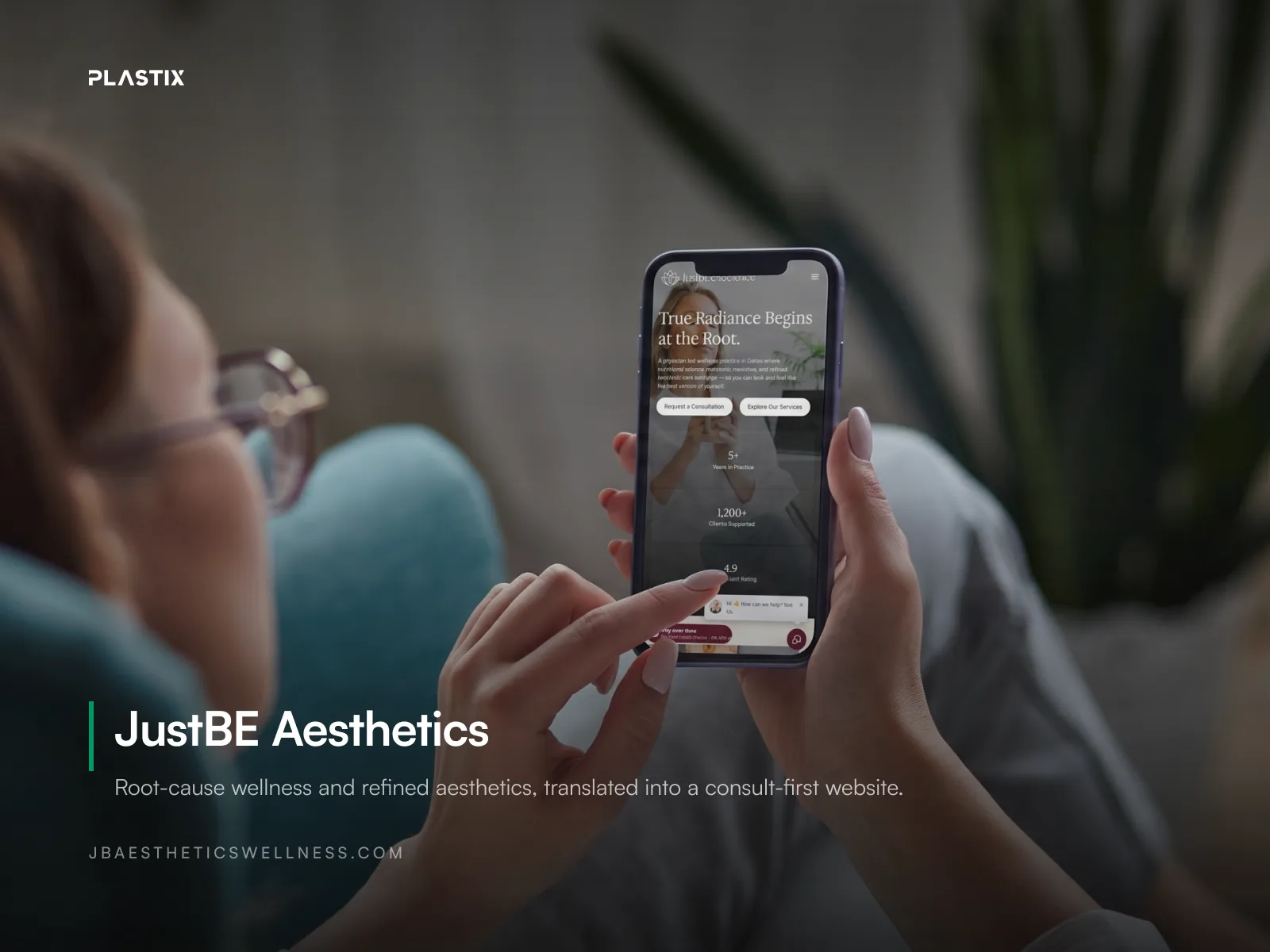 JustBE Aesthetics website shown on a laptop screen
