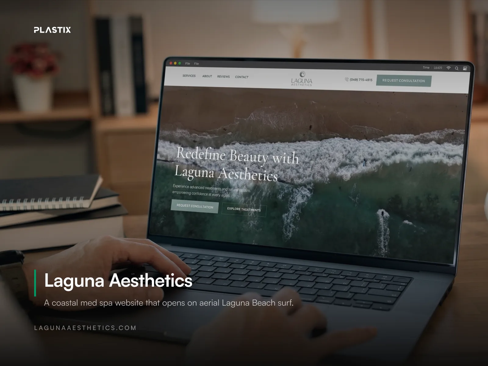 Laguna Aesthetics website shown on a laptop screen