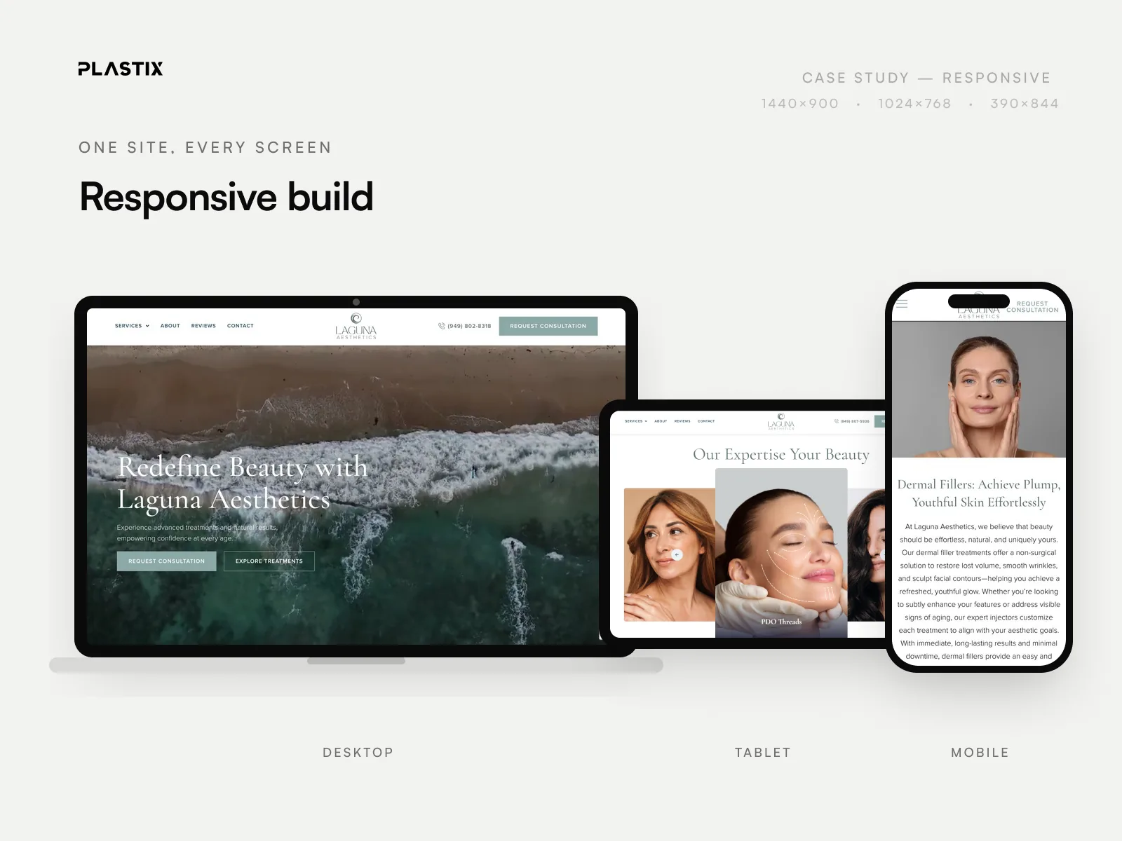 Laguna Aesthetics responsive website design on desktop, tablet and mobile