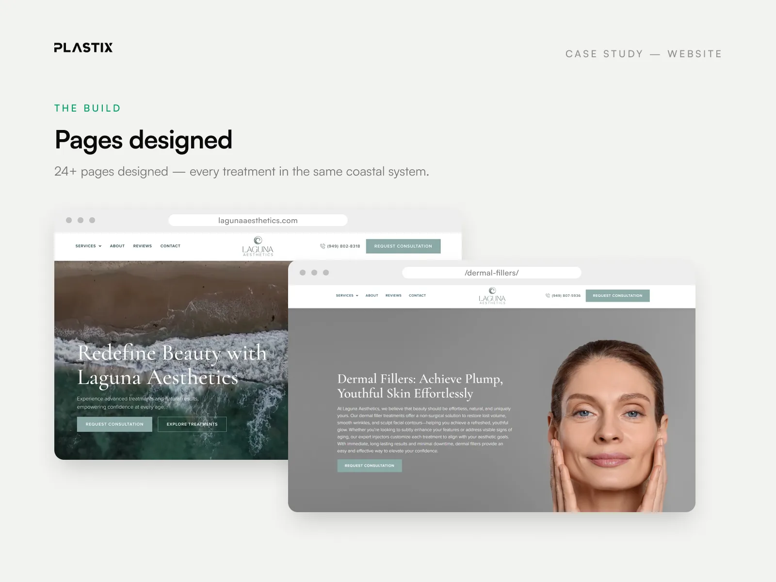 Pages designed for the Laguna Aesthetics website
