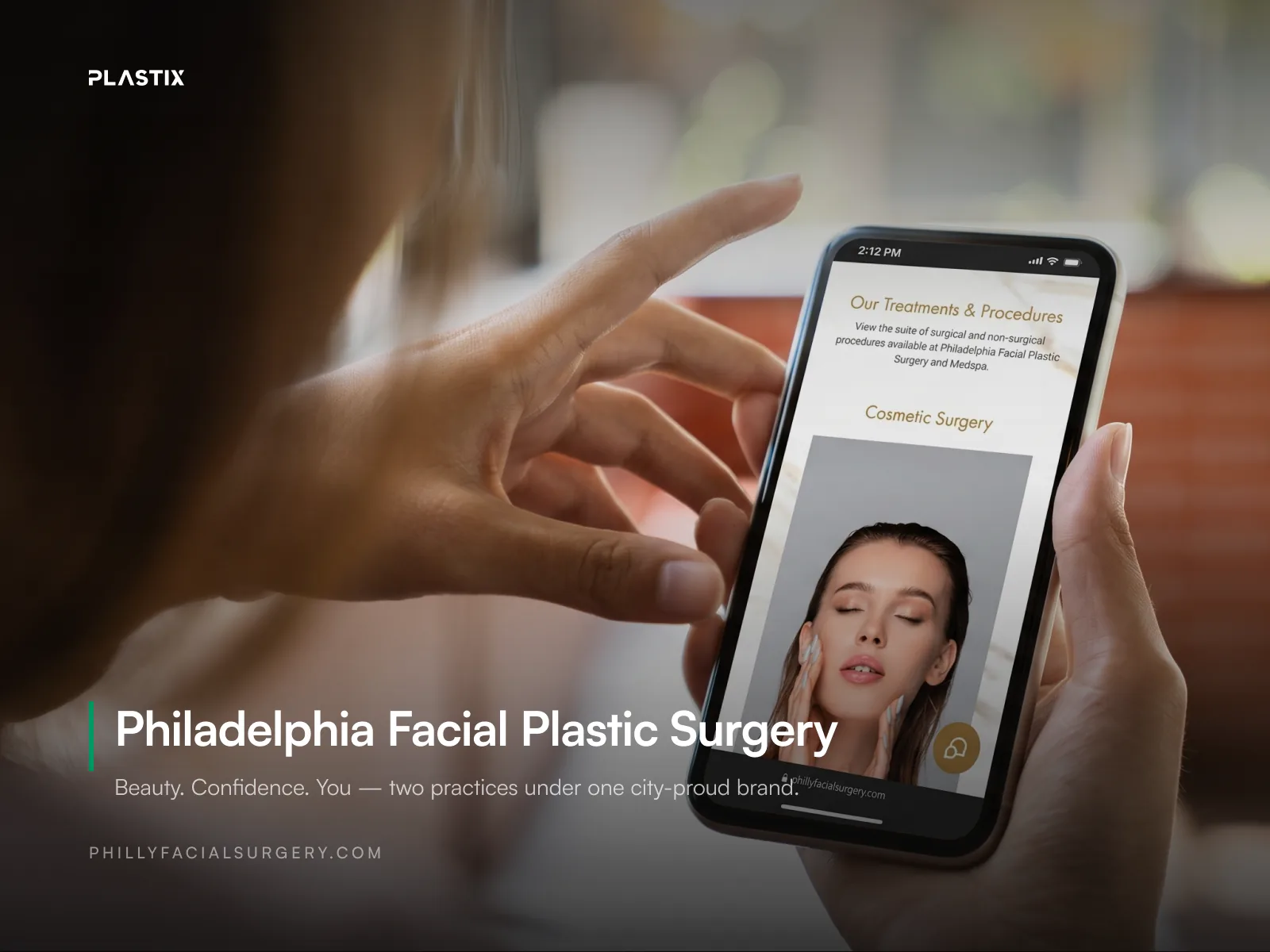 Philadelphia Facial Plastic Surgery & Medspa website shown on a laptop screen