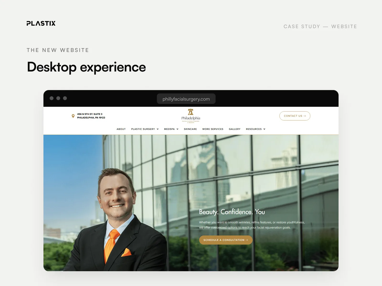Philadelphia Facial Plastic Surgery & Medspa website homepage design on desktop