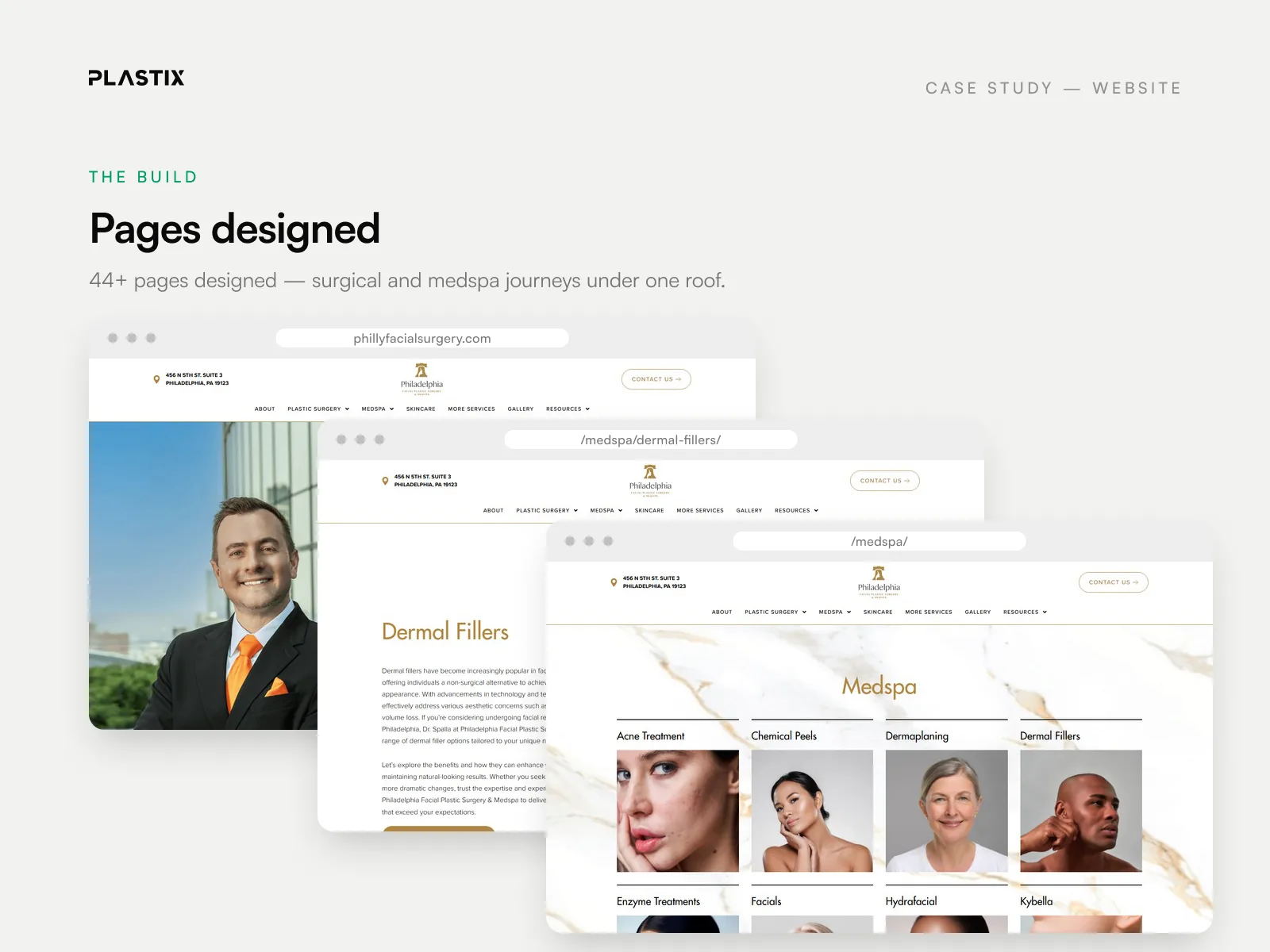Pages designed for the Philadelphia Facial Plastic Surgery & Medspa website