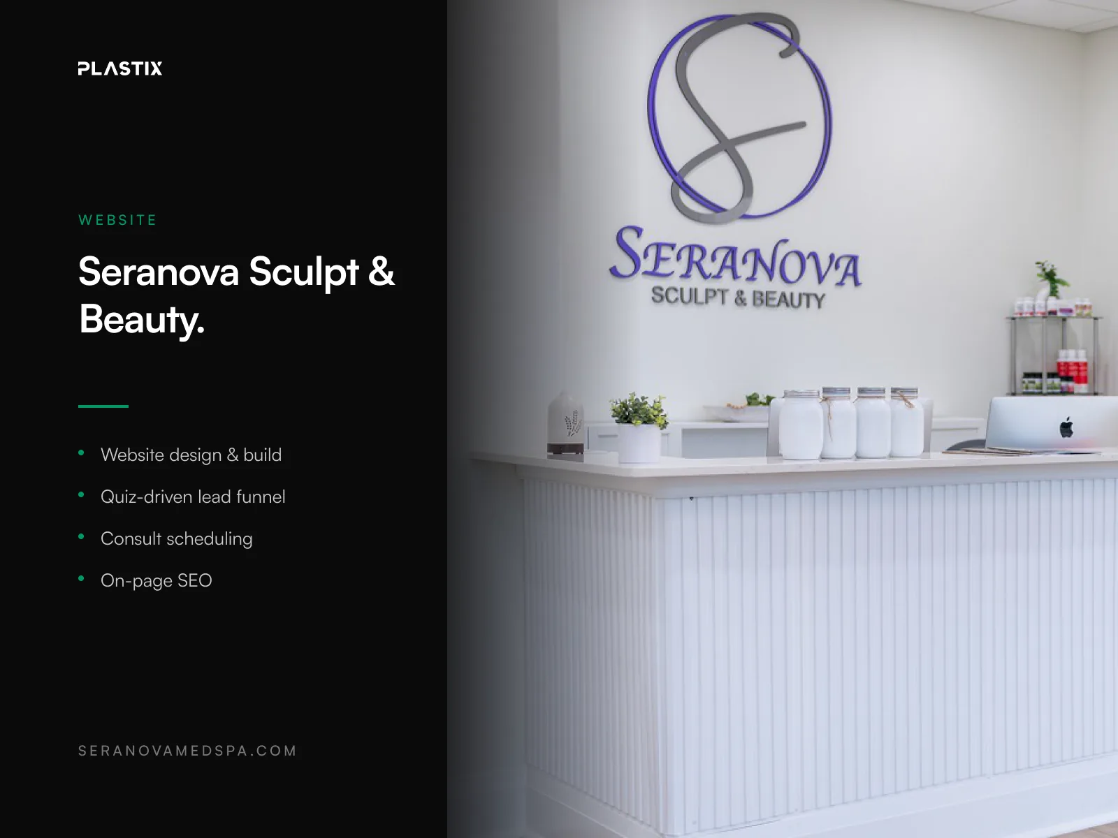 Seranova Sculpt & Beauty website design alongside editorial brand photography