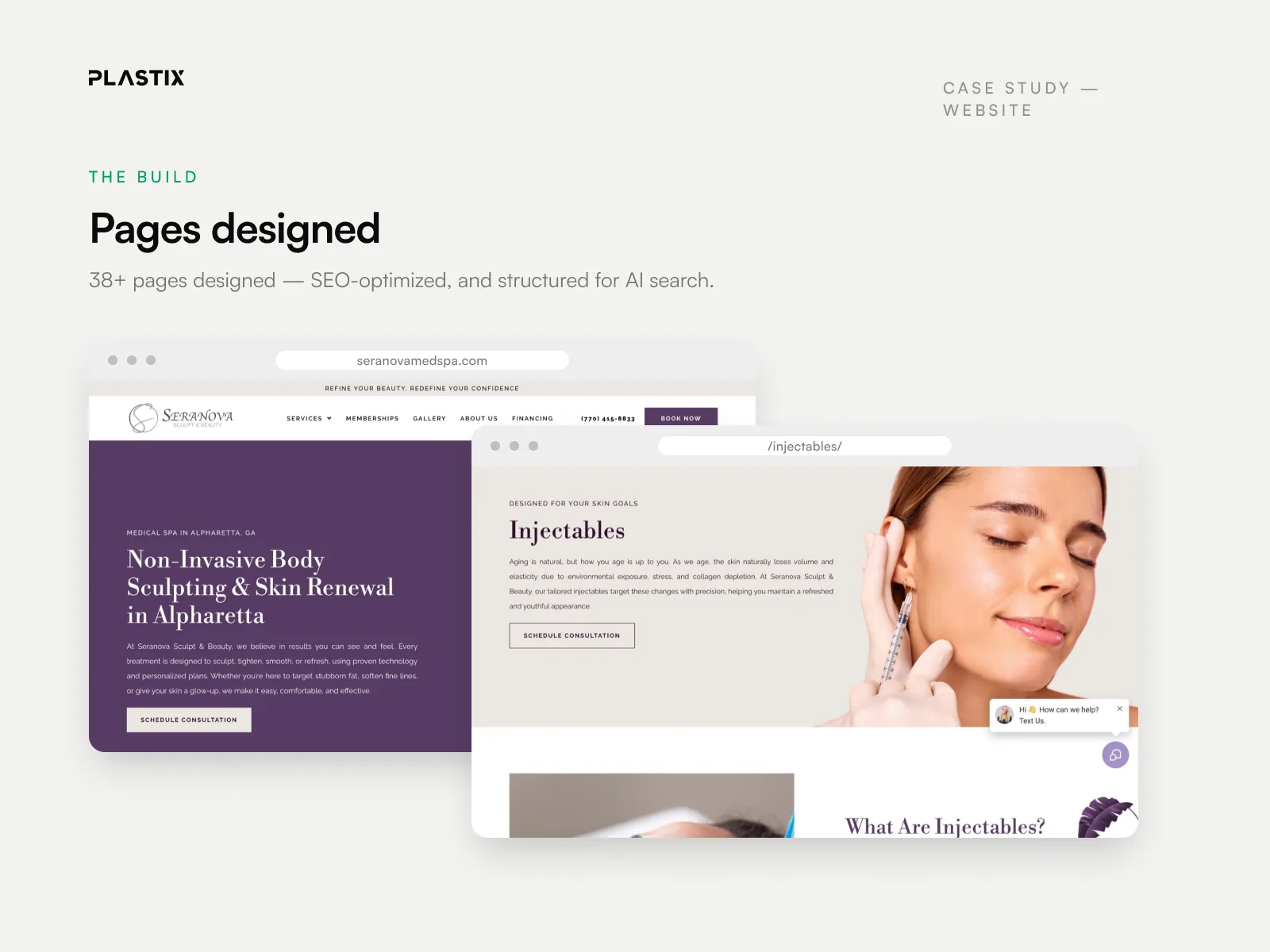 Pages designed for the Seranova Sculpt & Beauty website