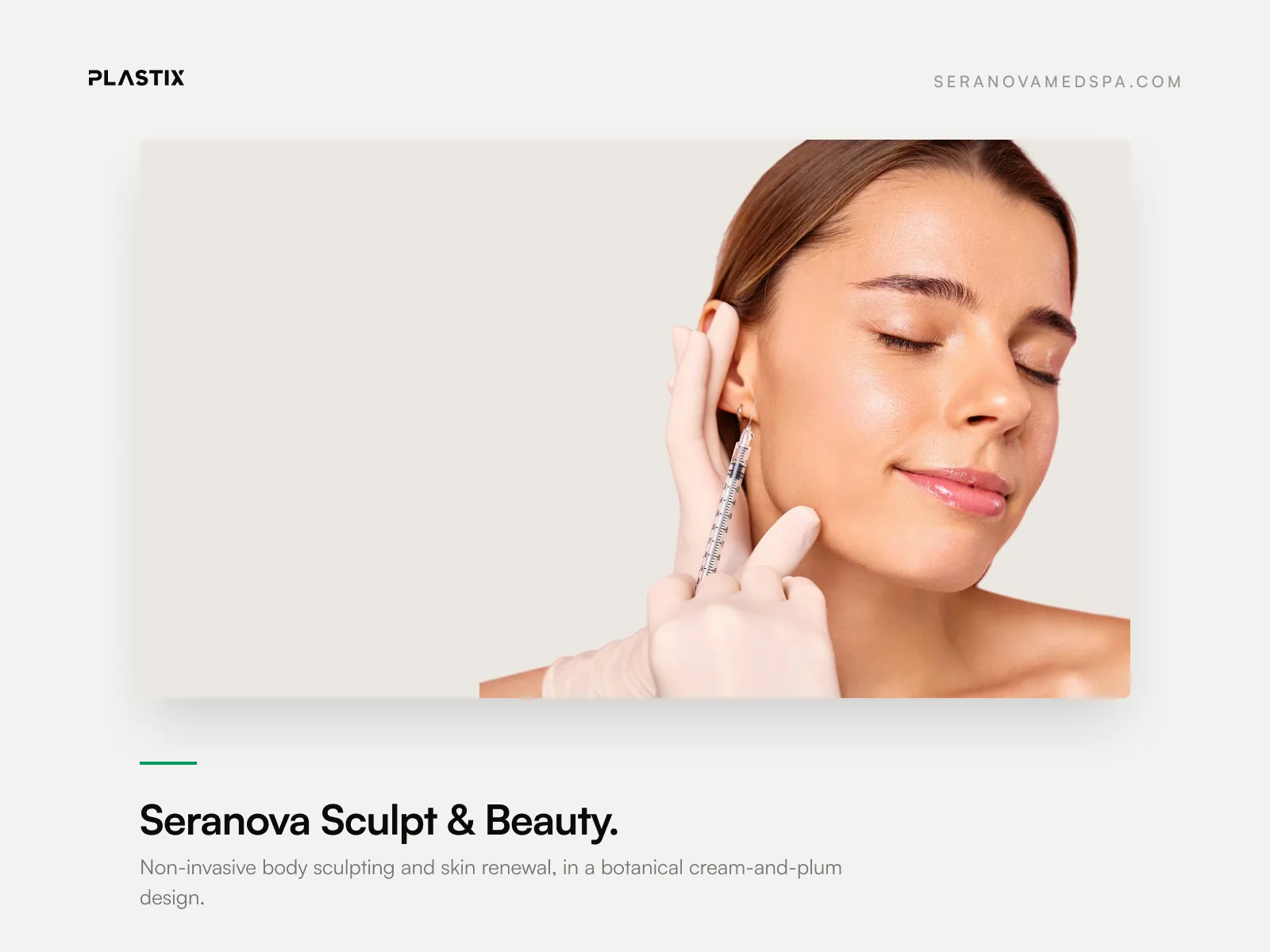Seranova Sculpt & Beauty website design shown in an editorial gallery frame