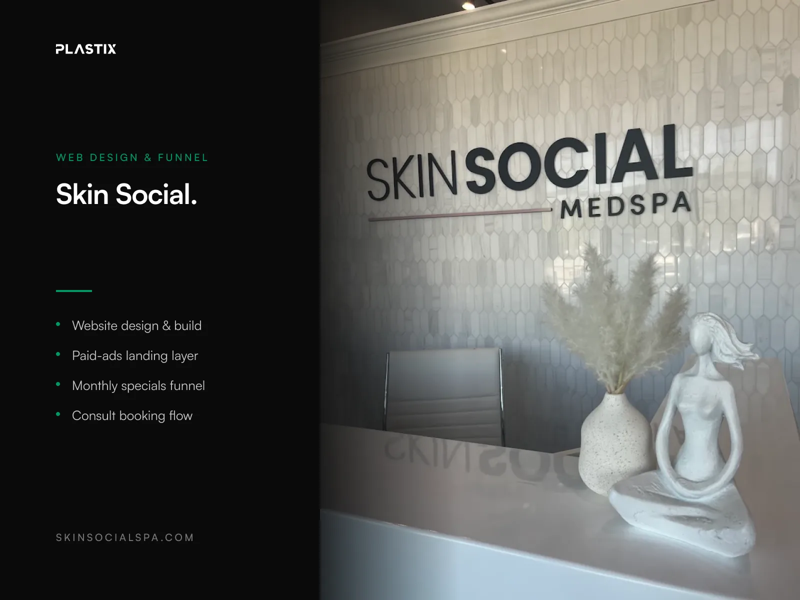 Skin Social Med Spa website design alongside editorial brand photography