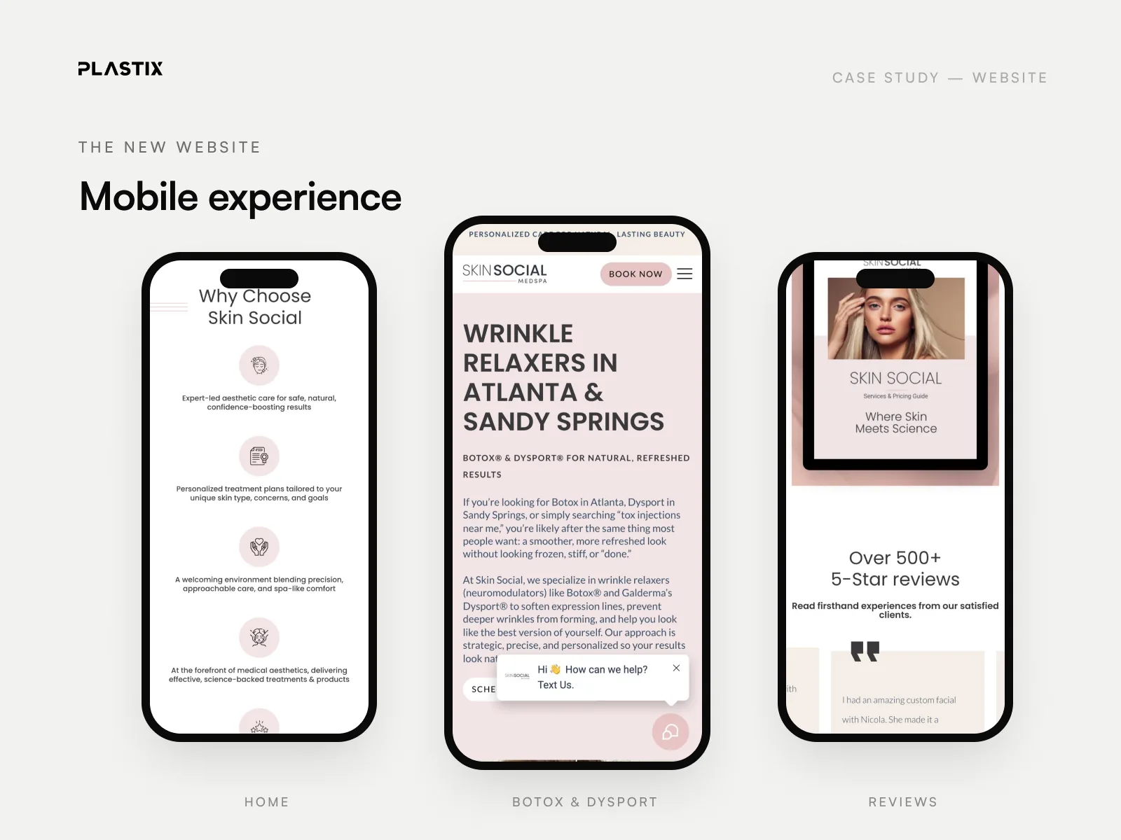 Skin Social Med Spa website design on mobile