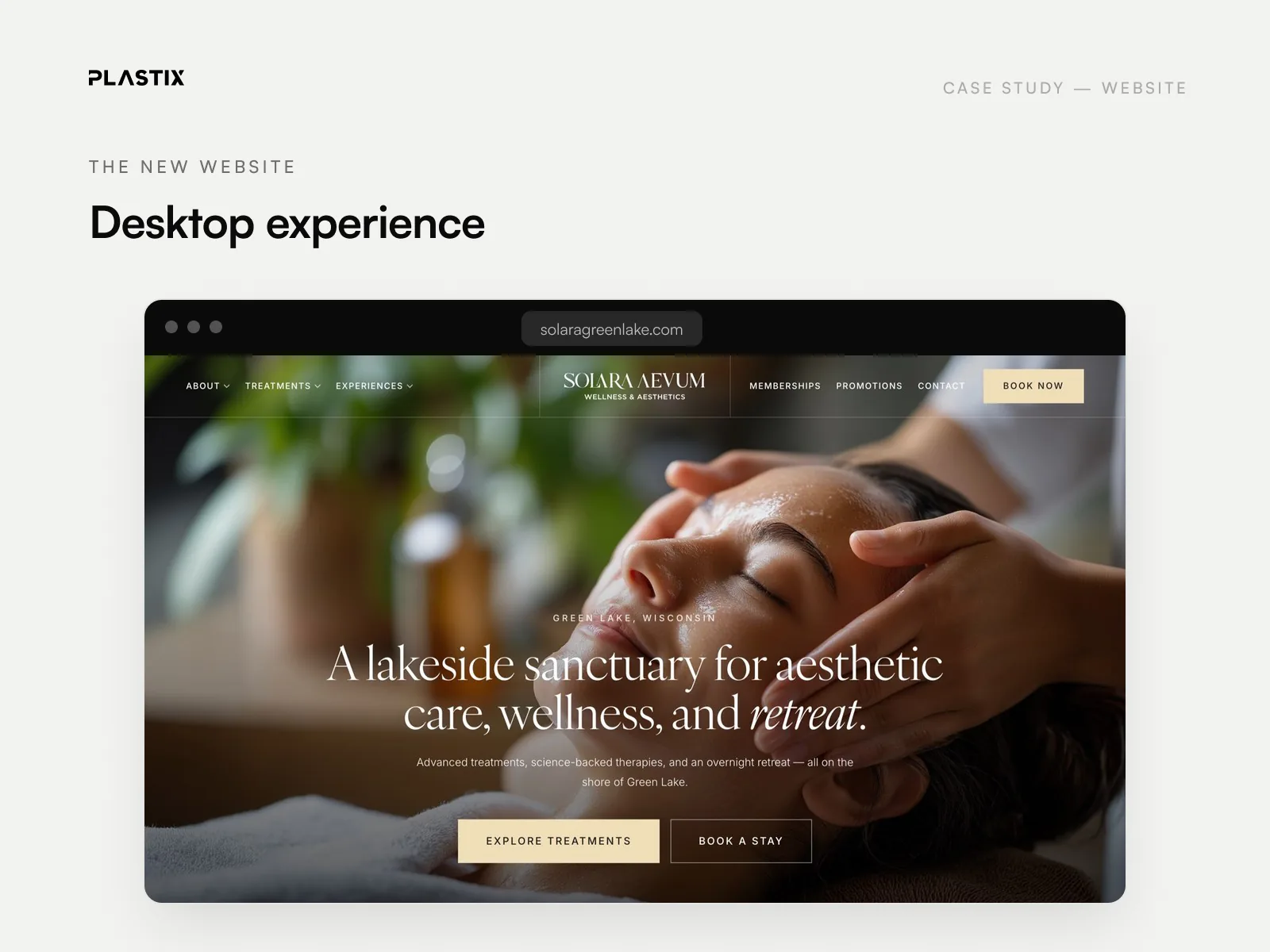 Solara Aevum Wellness & Aesthetics website homepage design on desktop