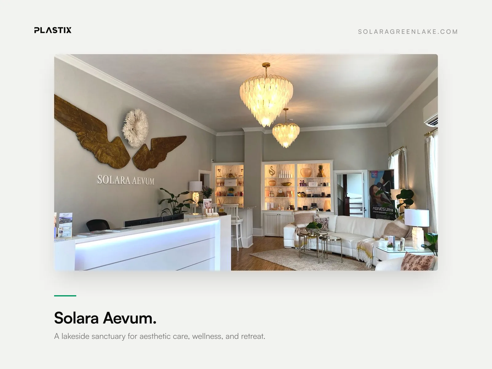 Solara Aevum Wellness & Aesthetics website design shown in an editorial gallery frame