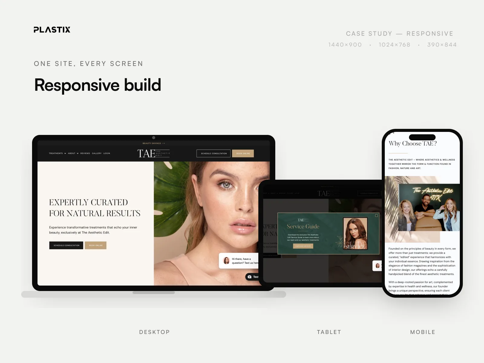 The Aesthetic Edit responsive website design on desktop, tablet and mobile