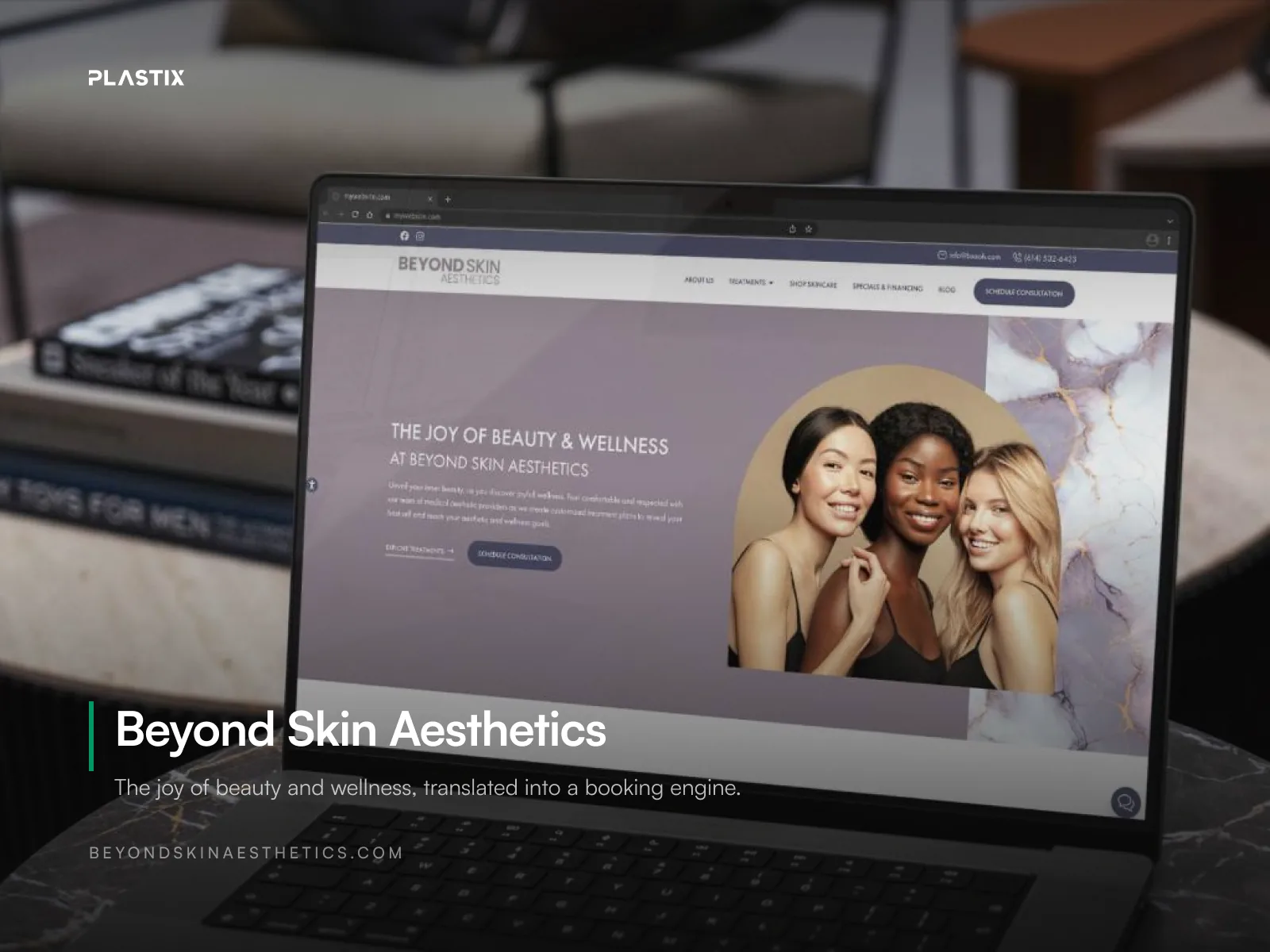 Beyond Skin Aesthetics website shown on a laptop screen