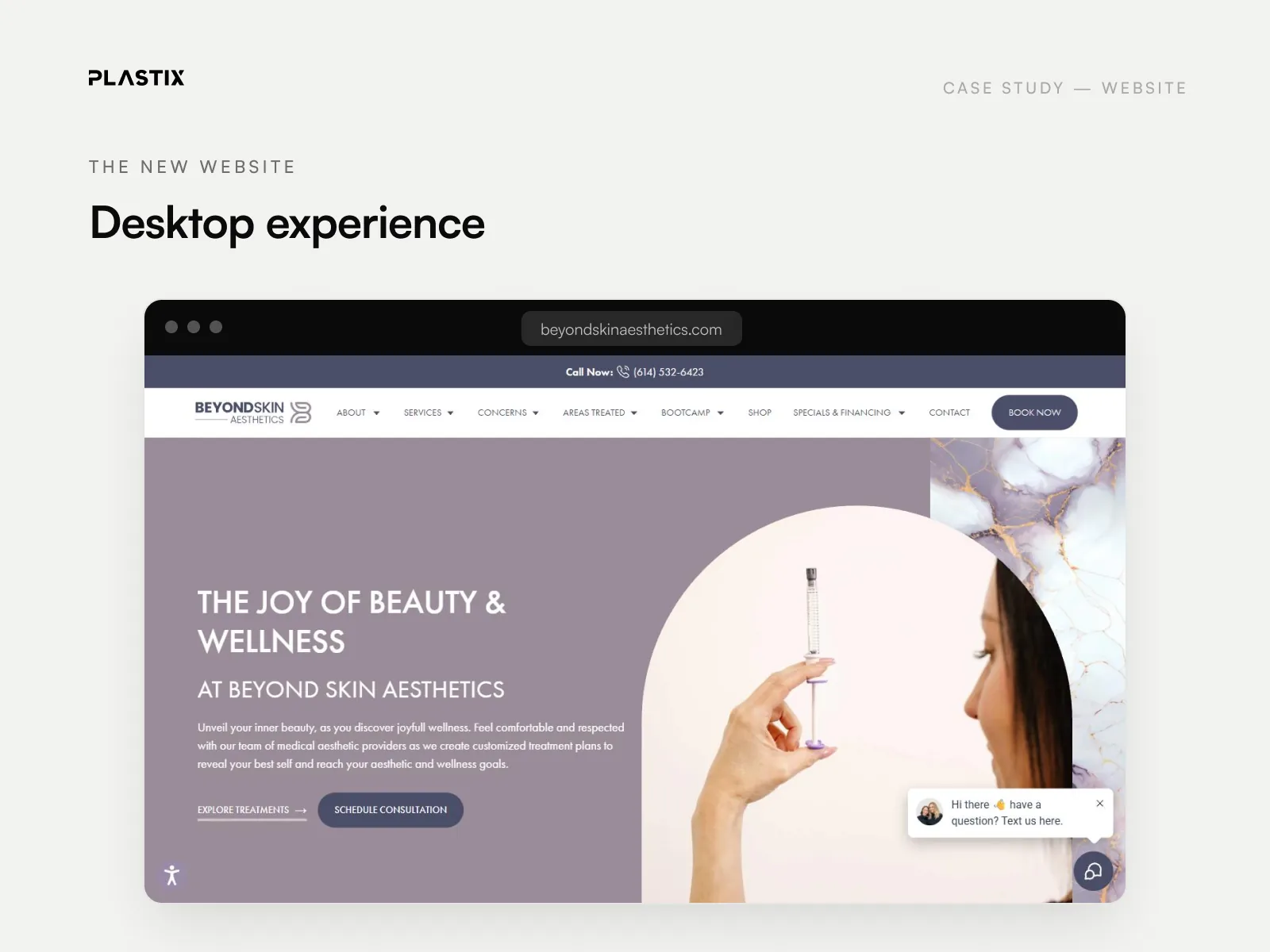 Beyond Skin Aesthetics website homepage design on desktop
