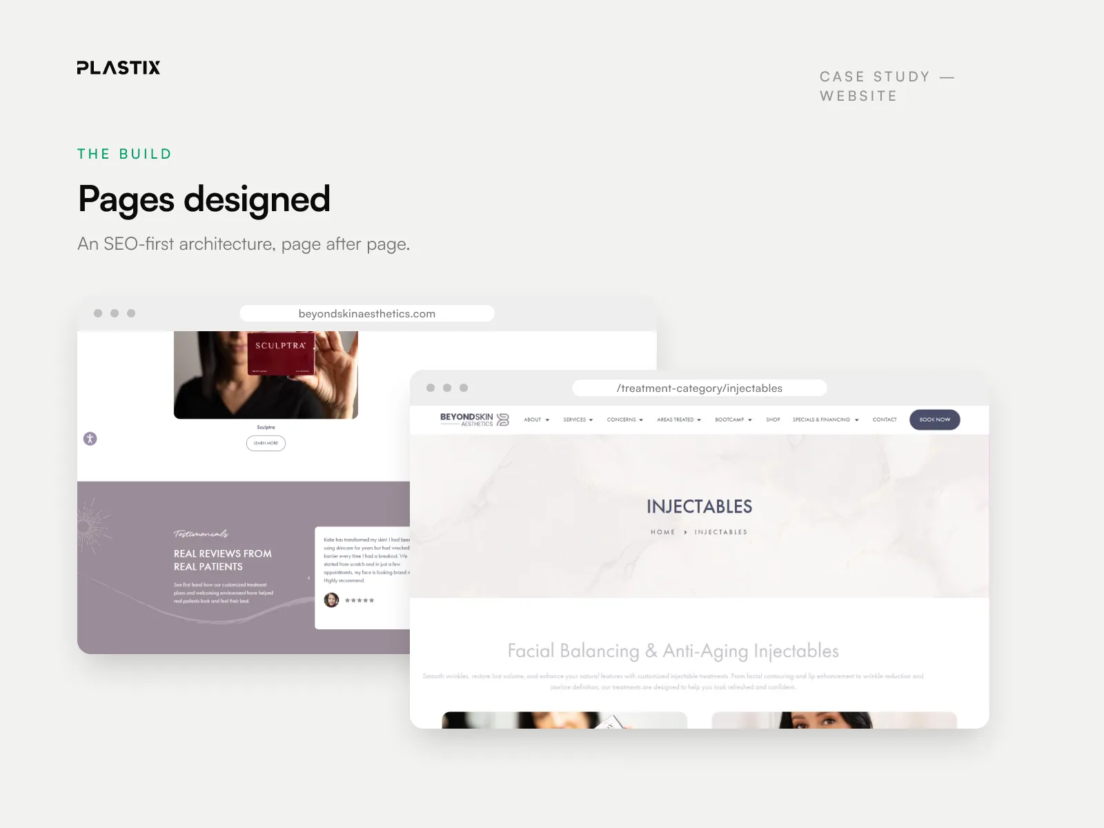 Pages designed for the Beyond Skin Aesthetics website