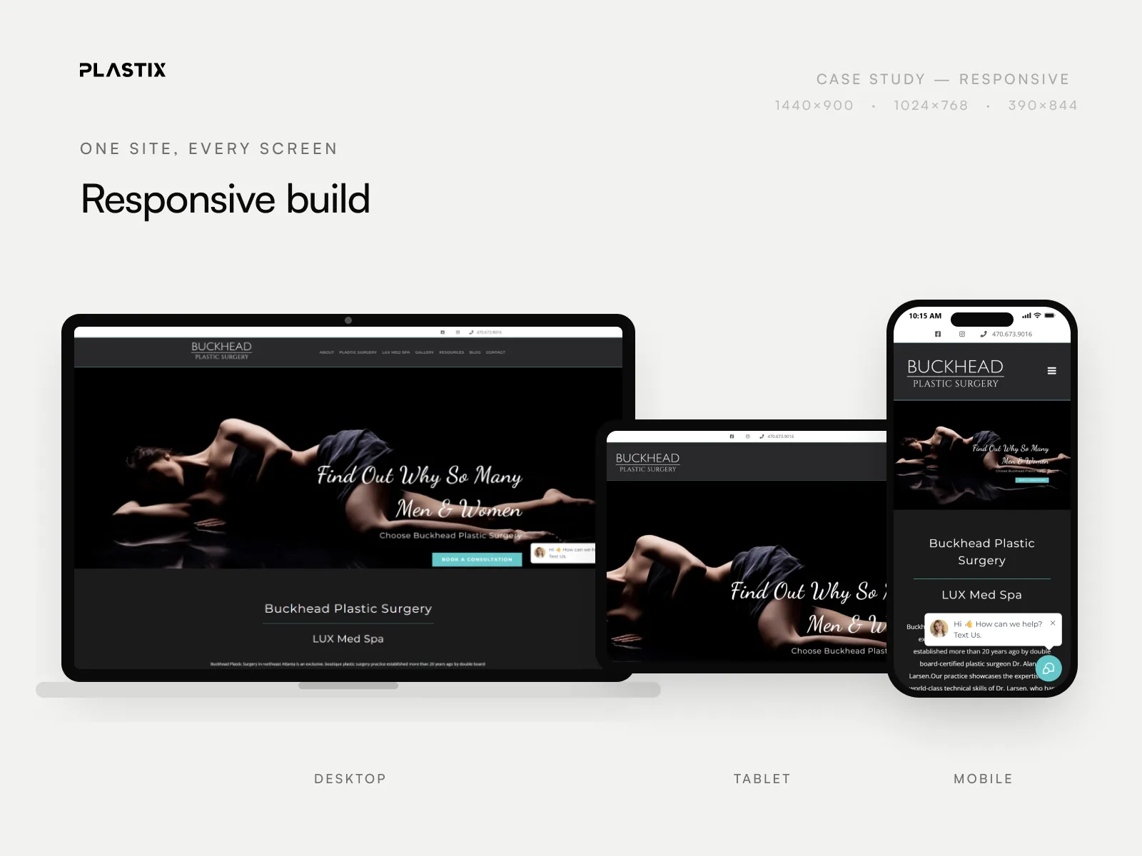 Buckhead Plastic Surgery responsive website design on desktop, tablet and mobile