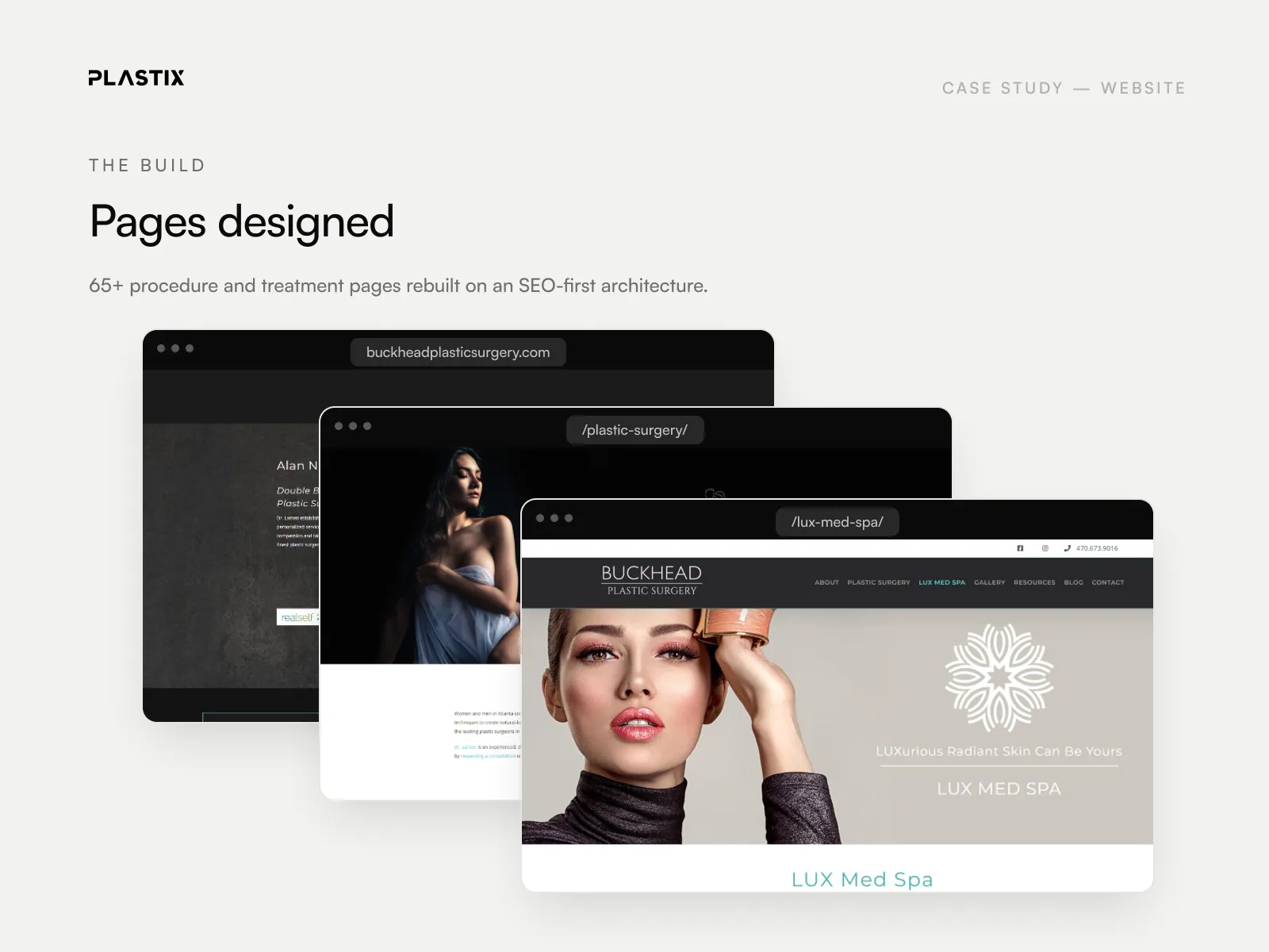Pages designed for the Buckhead Plastic Surgery website