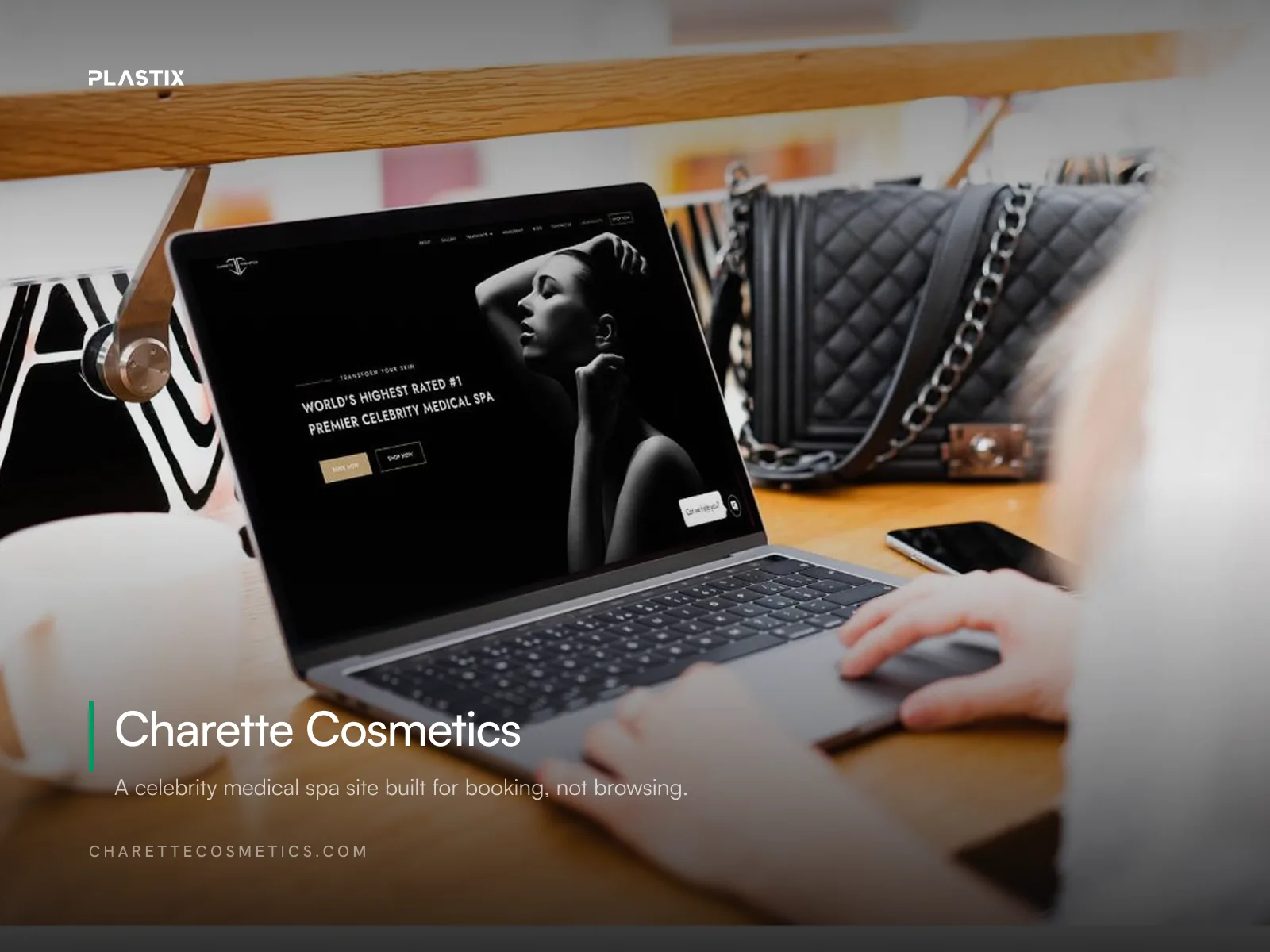 Charette Cosmetics website shown on a laptop screen