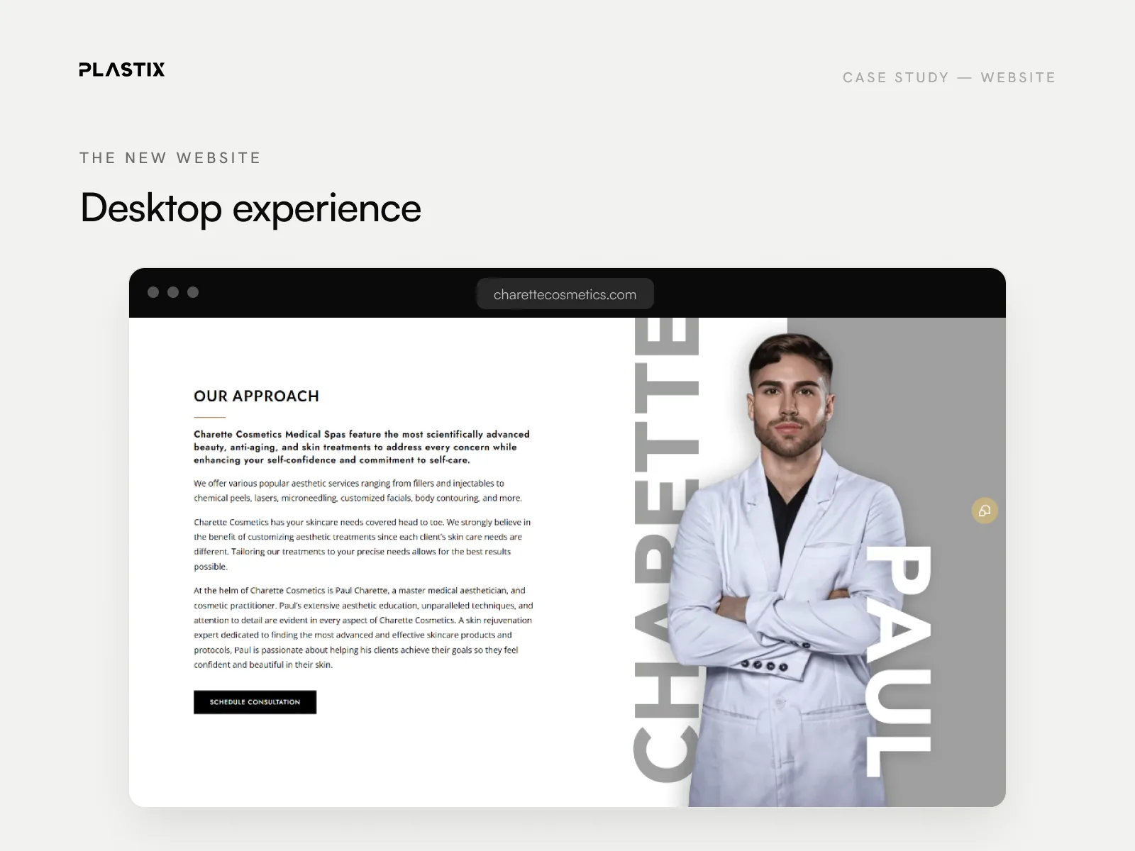 Charette Cosmetics website homepage design on desktop