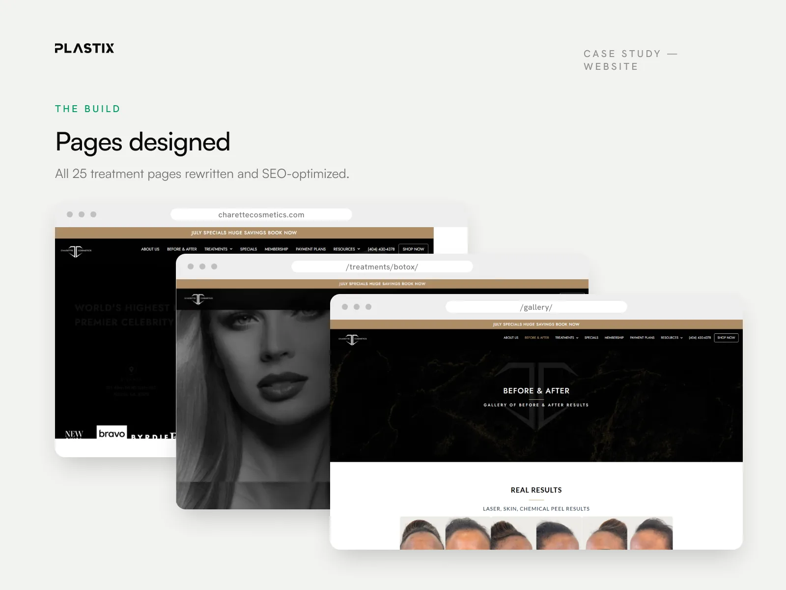 Pages designed for the Charette Cosmetics website