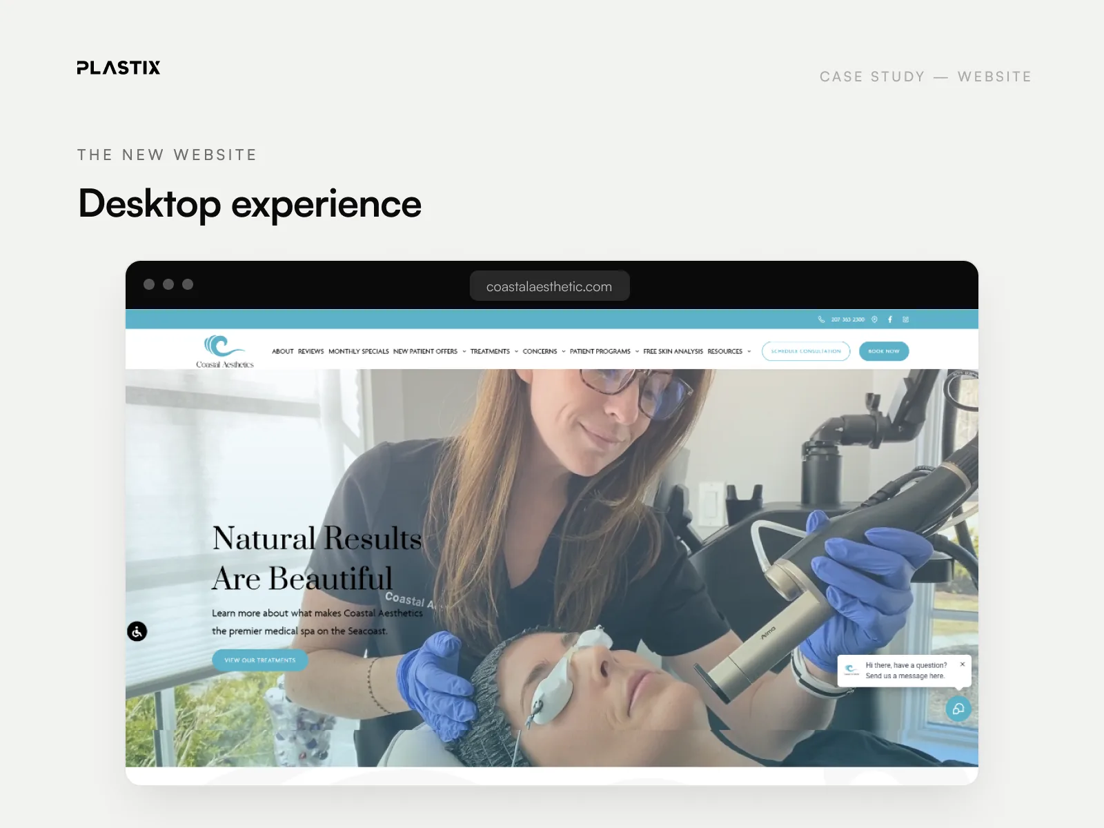 Coastal Aesthetics website homepage design on desktop