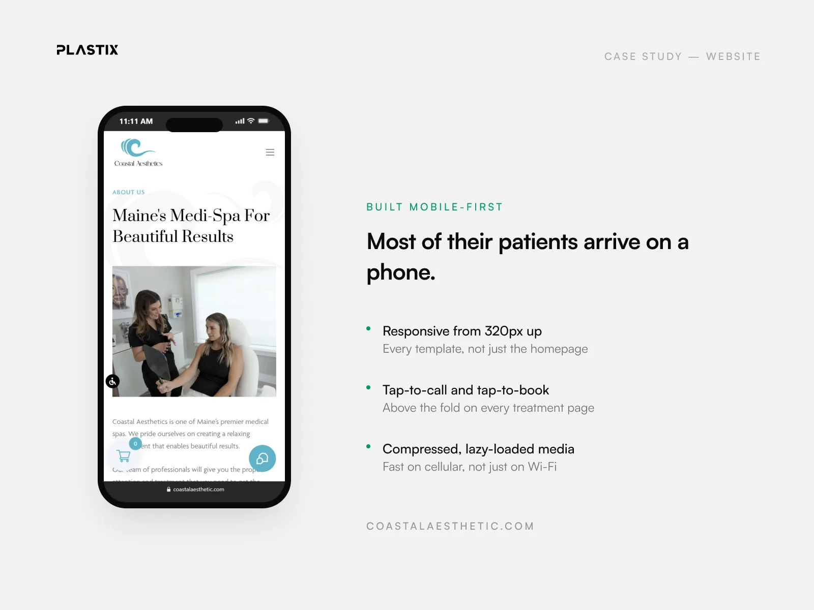 Coastal Aesthetics website design on mobile