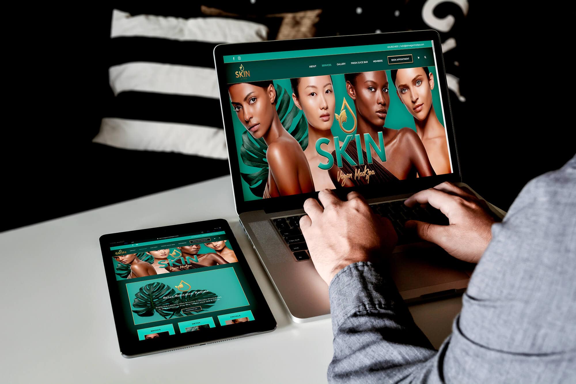 Website design for Skin Vegan, a vegan med spa and Plastix client