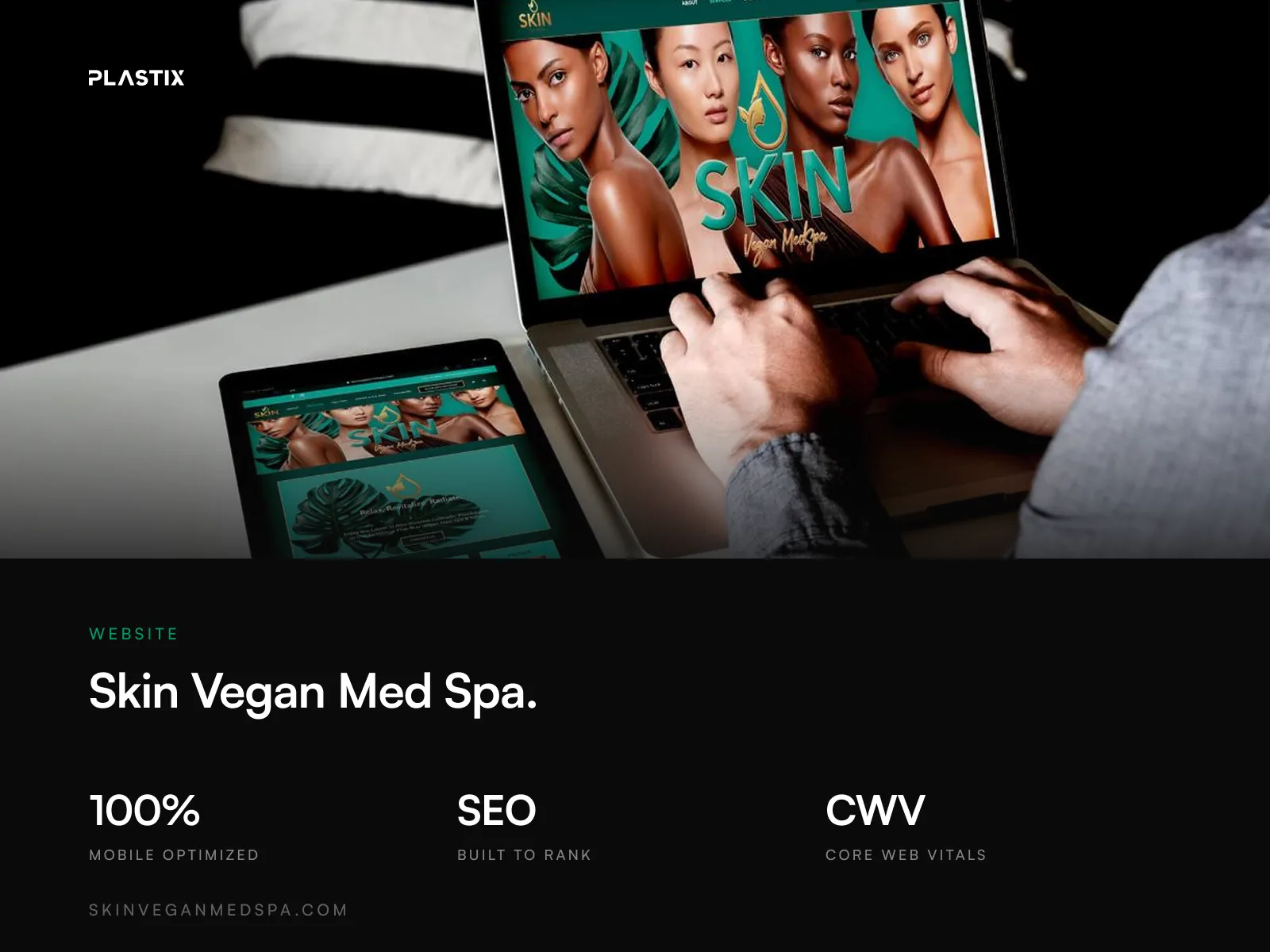 Skin Vegan website design shown on desktop and mobile