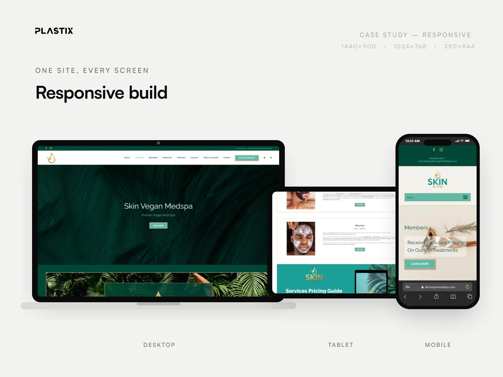 Skin Vegan responsive website design on desktop, tablet and mobile