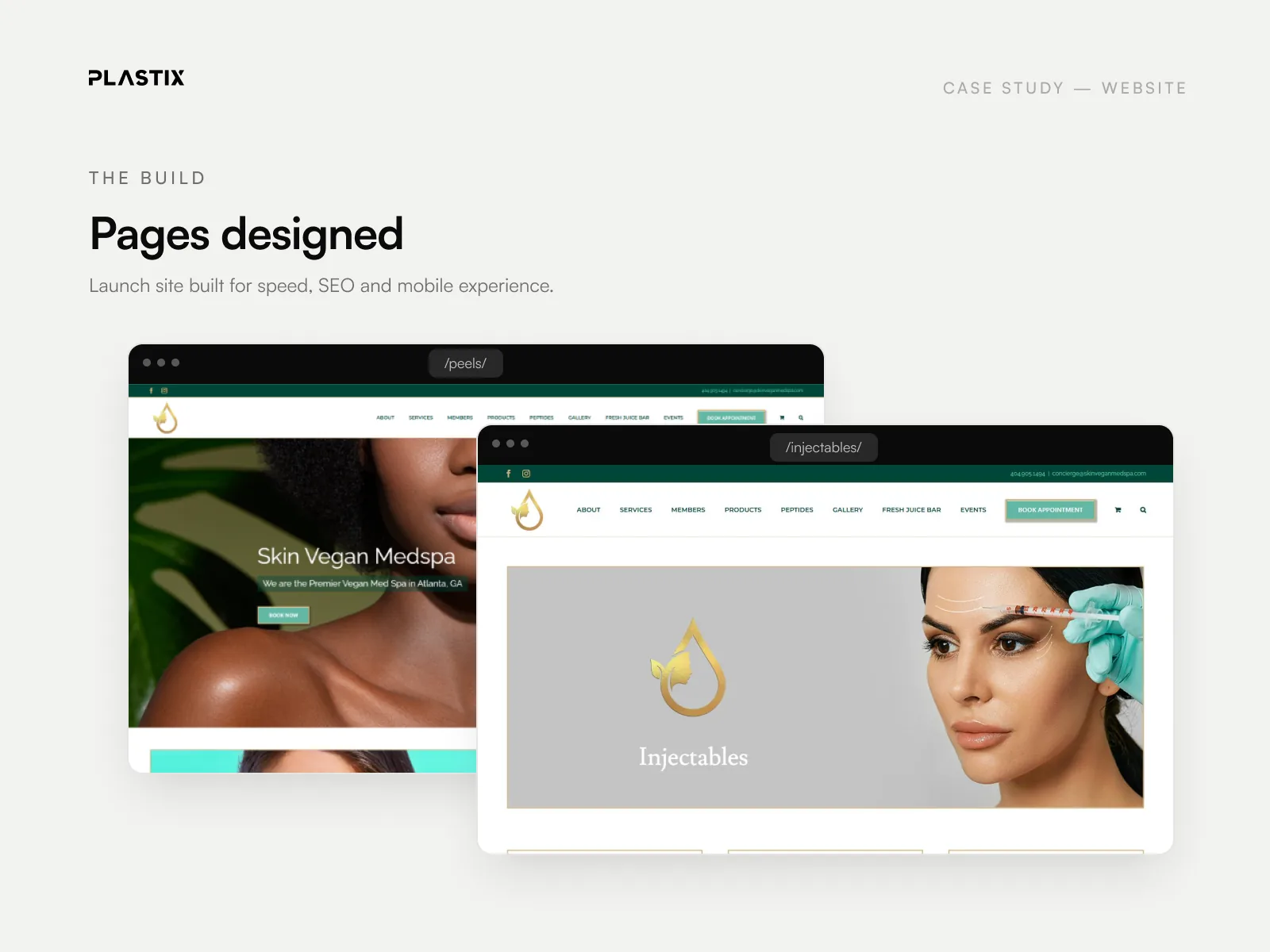 Pages designed for the Skin Vegan website