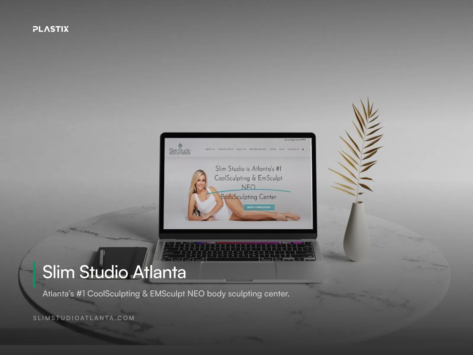 Slim Studio Atlanta website shown on a laptop screen